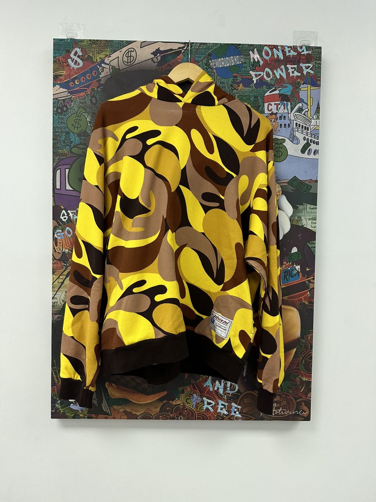 Image of Marni Yellow Brown Camo Hoodie, Men's (Size Small)