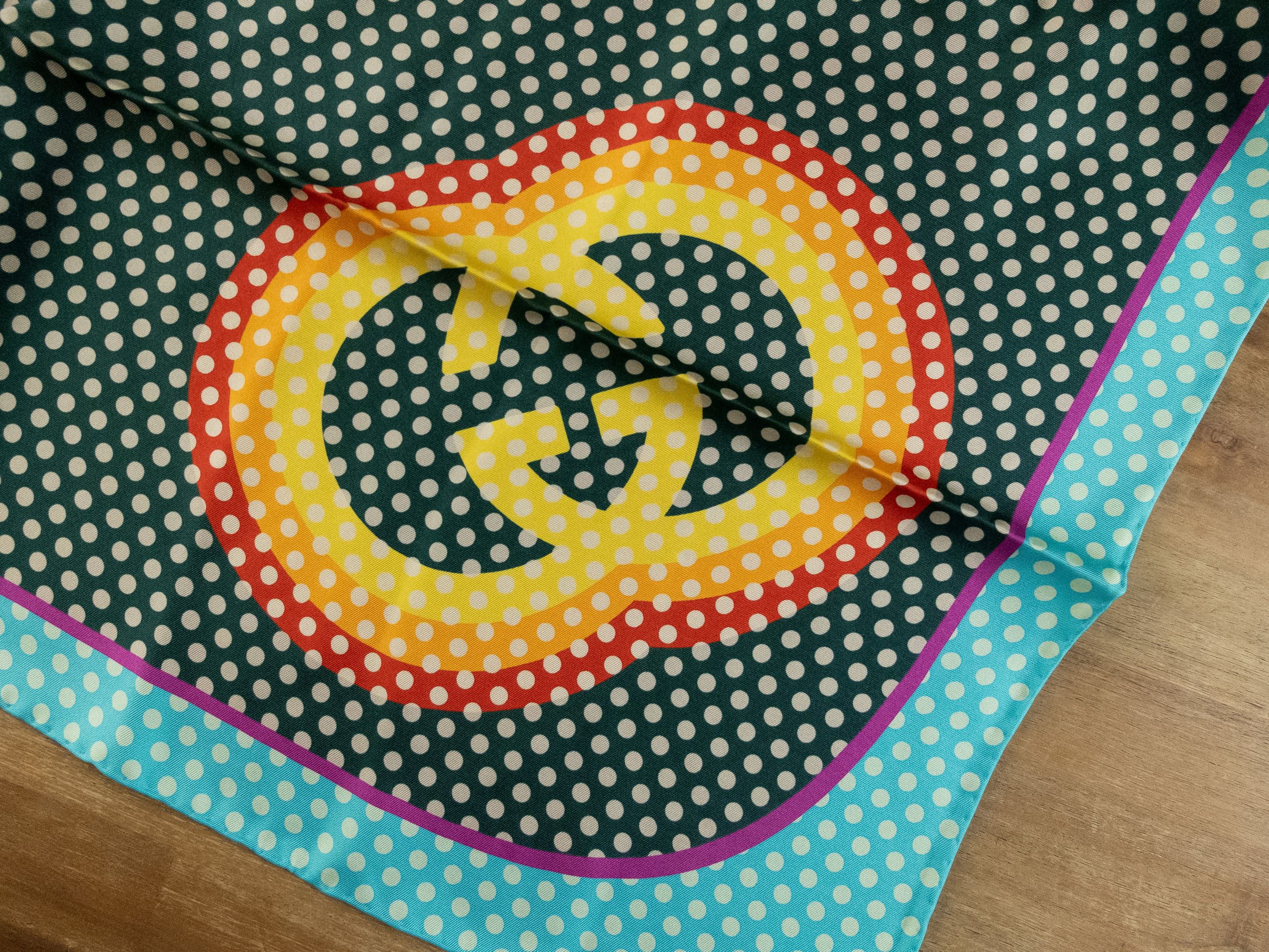 Gucci GUCCI interlocking G logo & polka dots silk square scarf Size ONE SIZE - 4 Thumbnail