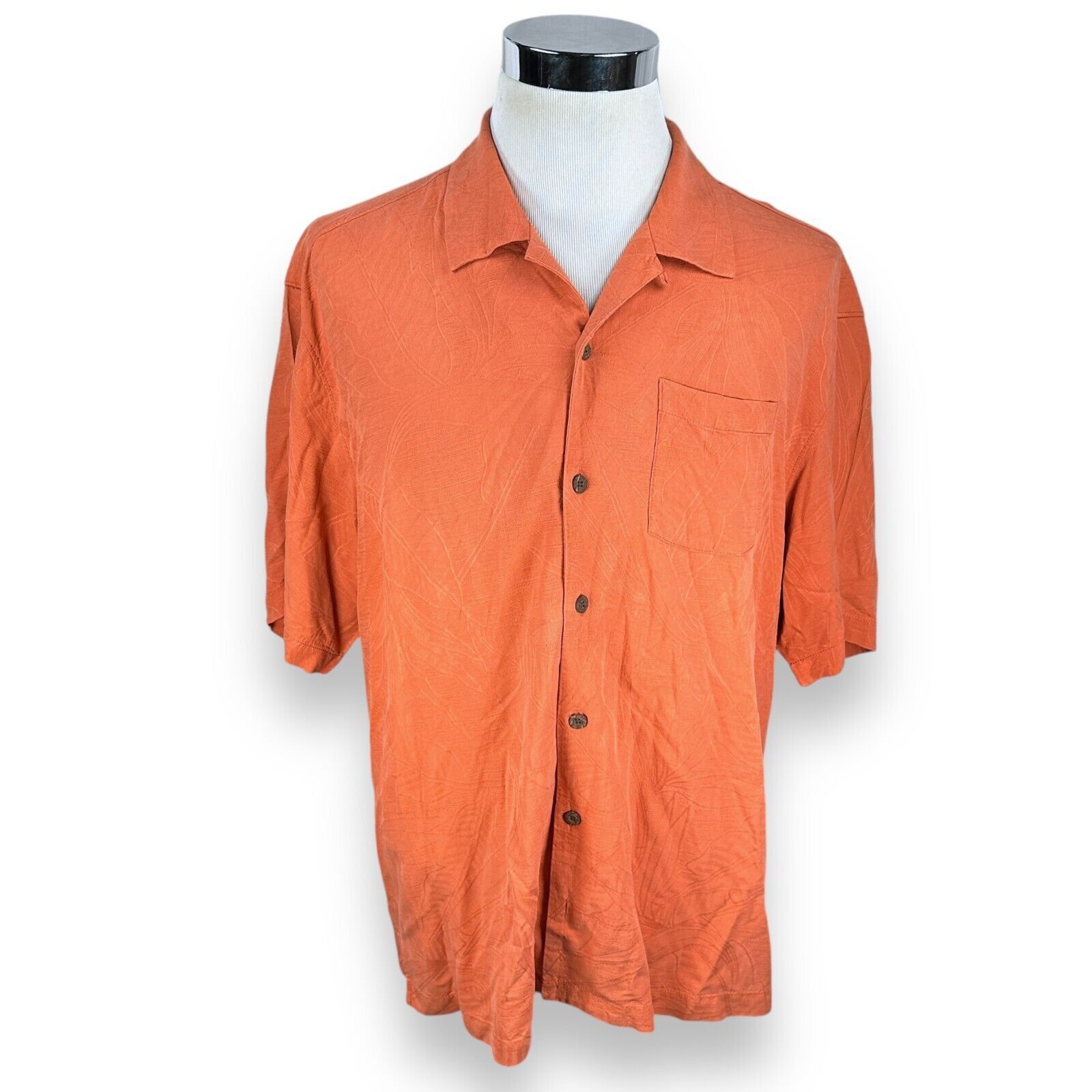 Tommy Bahama Tommy Bahama Shirt Men's XL Coral 100% Silk Short Sleeve Size US XL / EU 56 / 4 - 1 Thumbnail