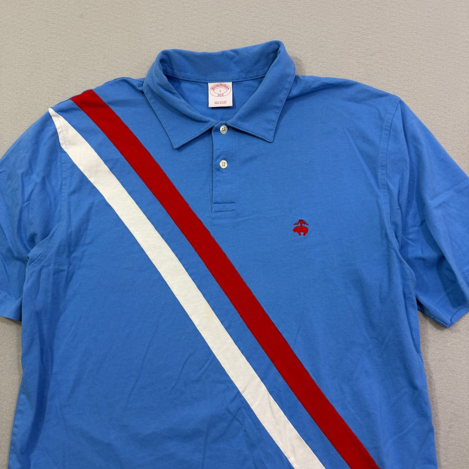 Brooks Brothers Brooks Brothers Polo Shirt Mens Large Blue Red White Striped Size US L / EU 52-54 / 3 - 2 Thumbnail