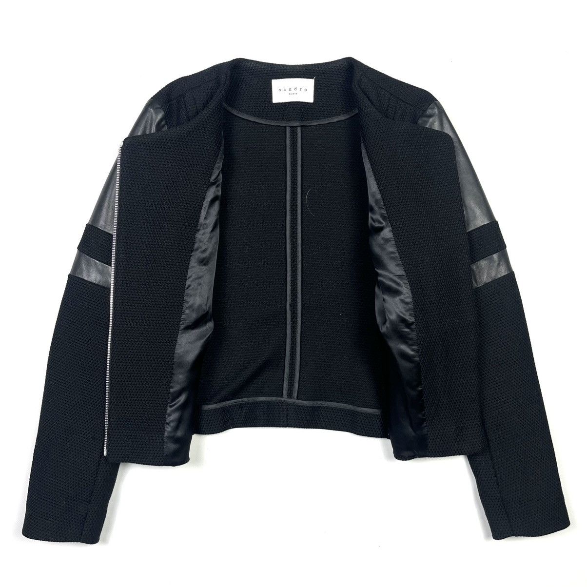 Designer × Sandro Sandro Paris Blazer Jacket Zip Pattern Black Size S / US 4 / IT 40 - 2 Thumbnail