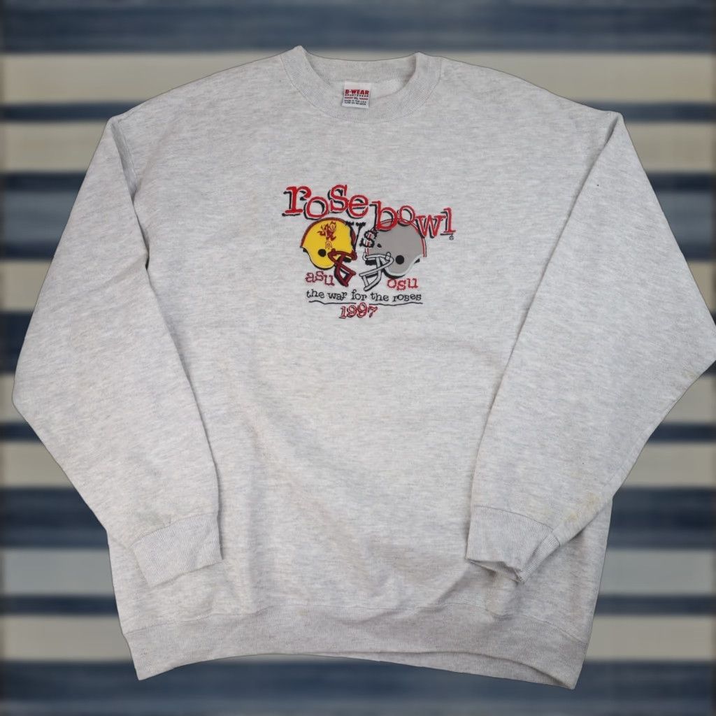 Vintage VINTAGE 1997 ASU vs OSU Rose Bowl Embroidered Sweatshirt Gray XL Mens Size US XL / EU 56 / 4 - 1 Thumbnail