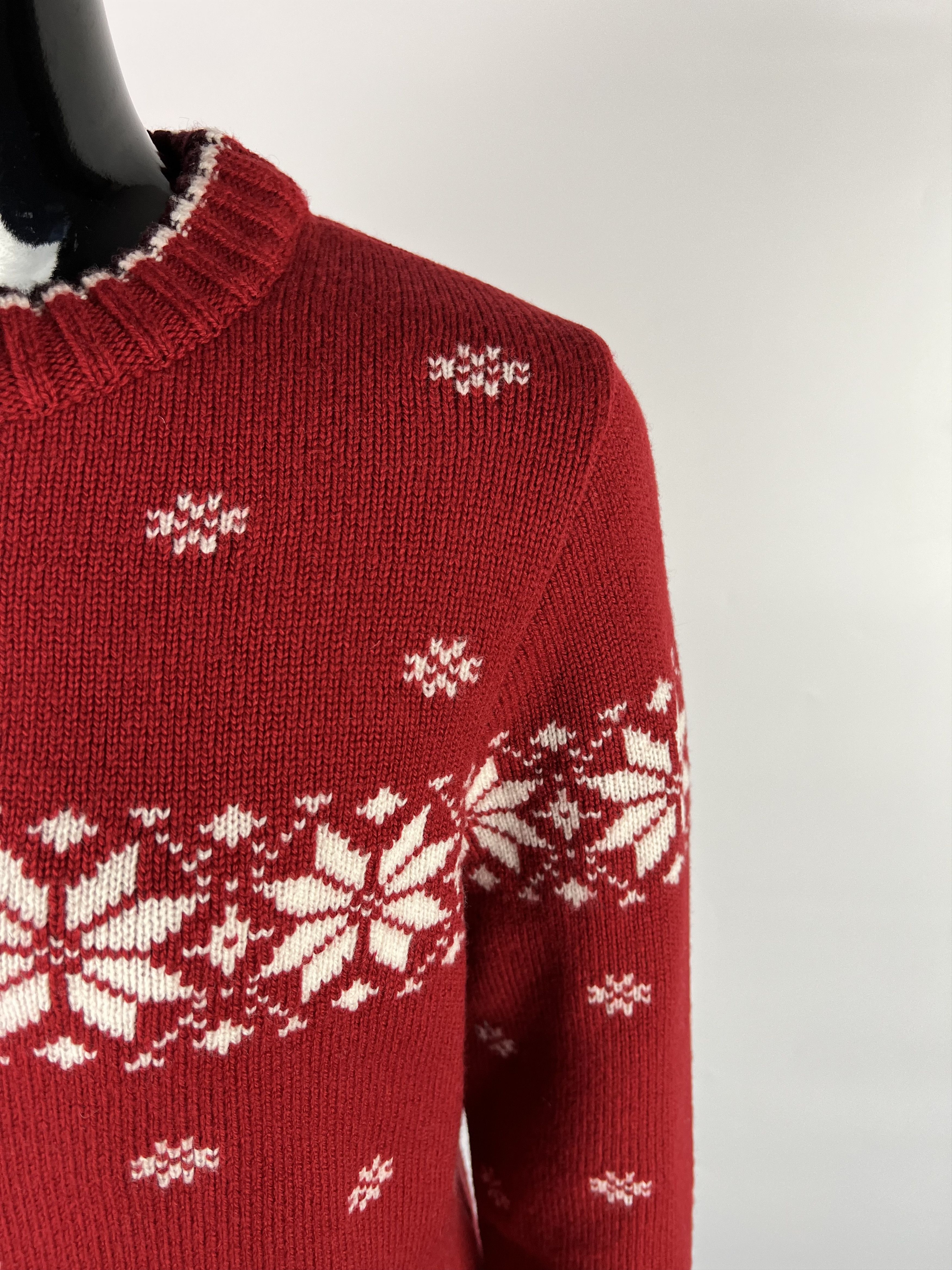 Designer Gössl Women's Red White 100% Wool Sweater Size 38 Size M / US 6-8 / IT 42-44 - 4 Thumbnail