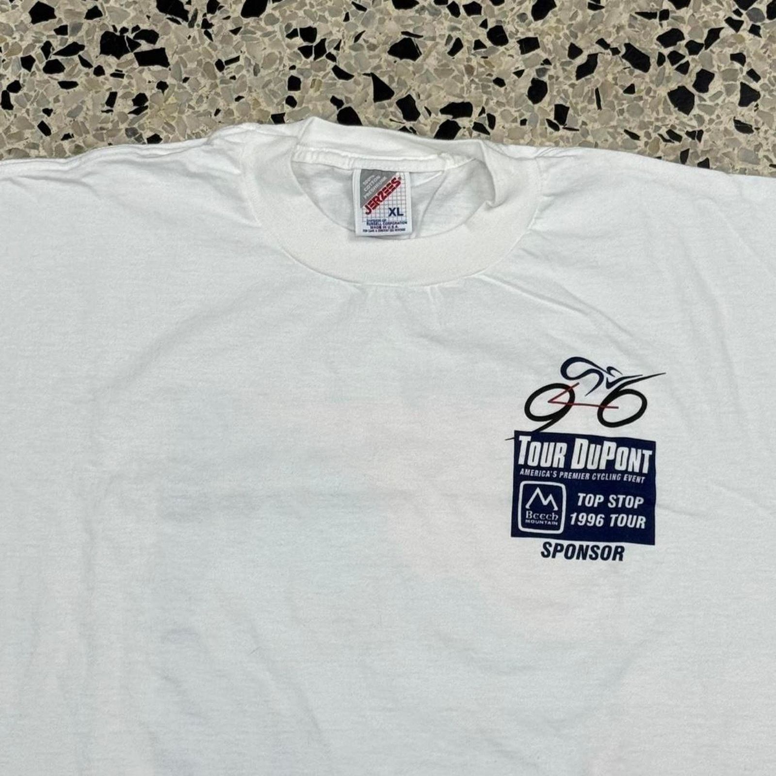 Jerzees × Vintage VINTAGE 90S TOUR DUPONT 1996 LEGEND ROAD RACE SPONSOR TEE: Size US XL / EU 56 / 4 - 1 Thumbnail