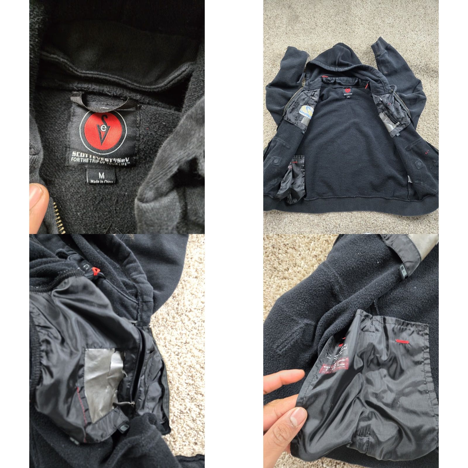 Vintage SCOTTeVEST Hoodie Mens M Black Full Zip AMGEN Tour Of California Distressed Size US M / EU 48-50 / 2 - 8 Thumbnail