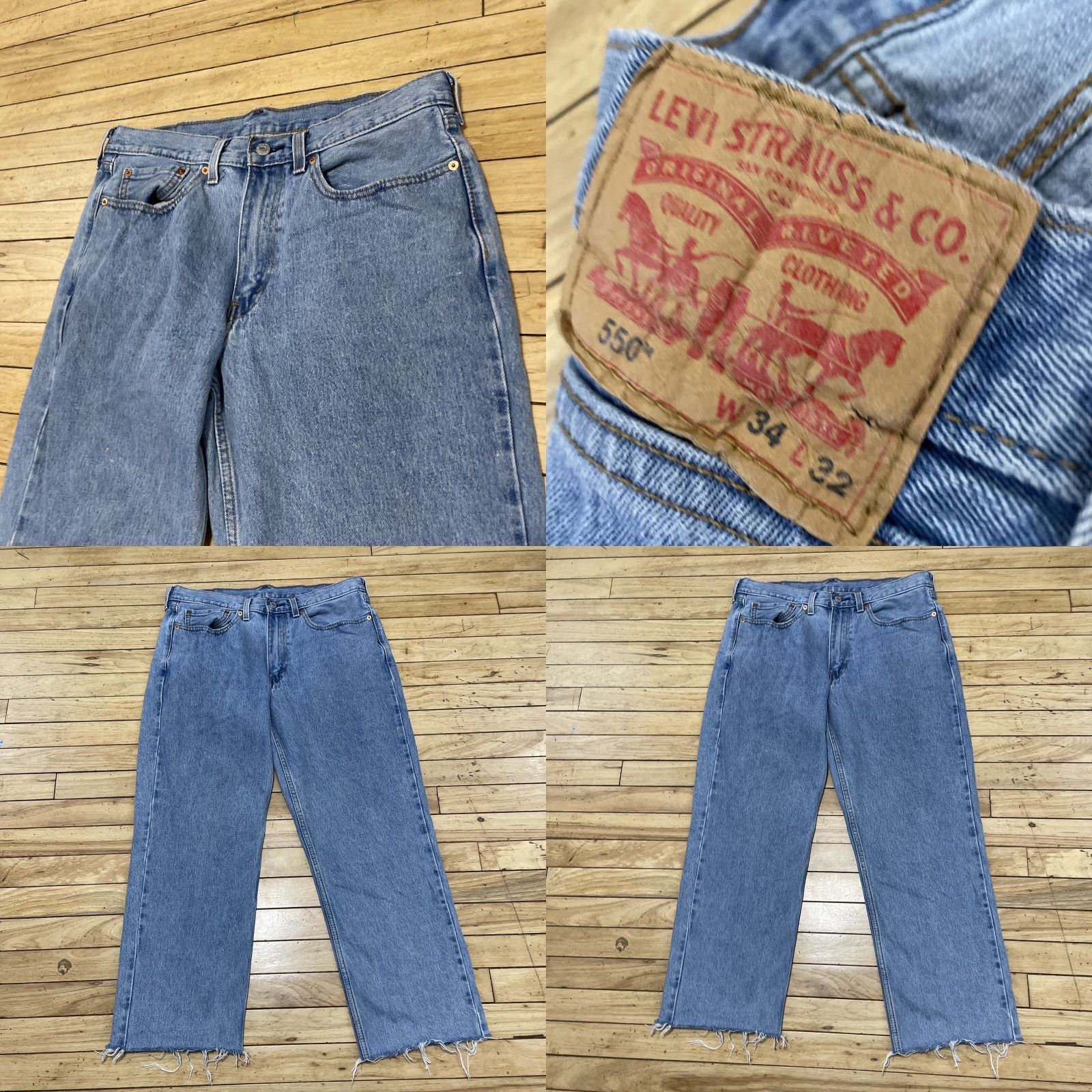 Levi's VINTAGE Levi's 550 Jeans Men 34x32 Hip Hop Streetwear Blue Denim Fringe 27in 5-Pocket Mens Jeans Regular Straight Size US 34 / EU 50 - 10 Thumbnail
