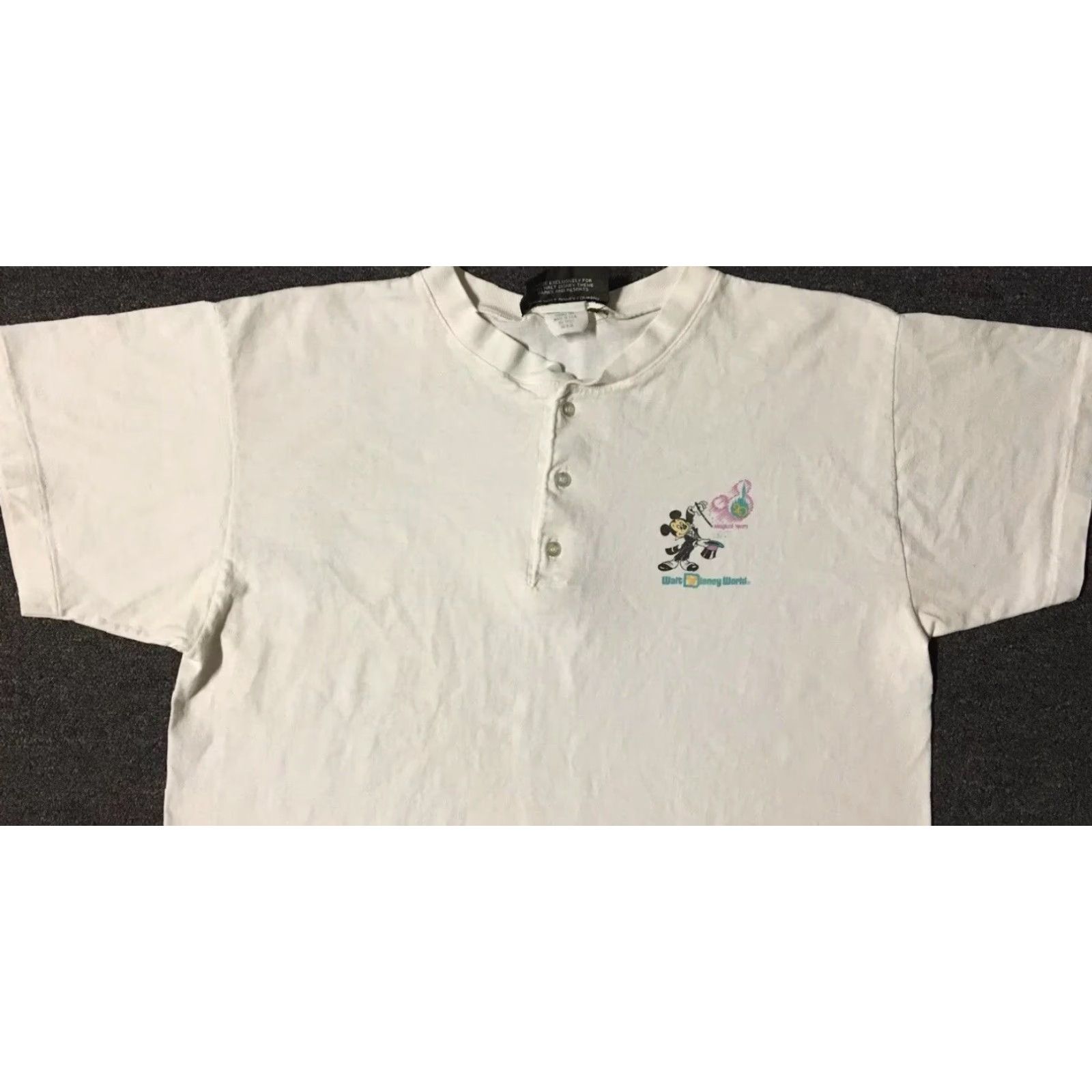 Disney VINTAGE 90s Mickey Mouse Walt Disney World Faded Henley Shirt L USA Cartoon TV Grunge 80s Size US L / EU 52-54 / 3 - 6 Thumbnail