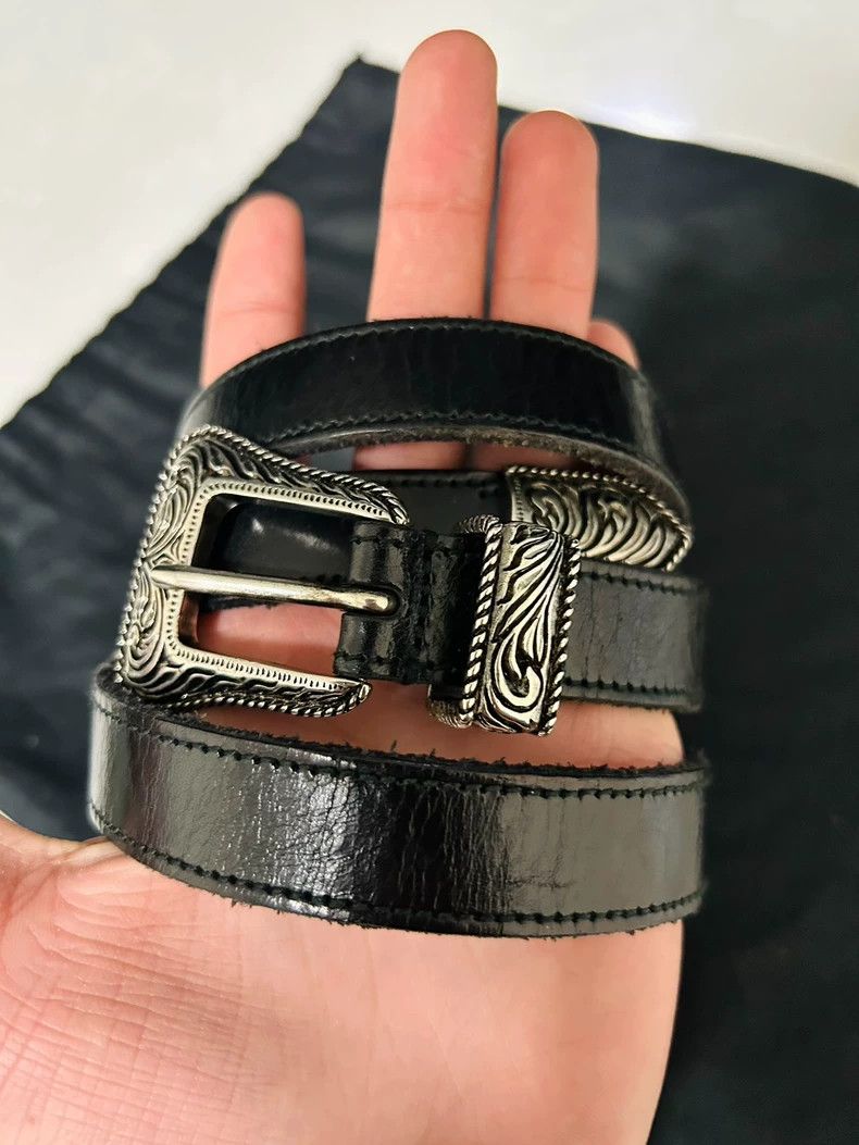 Yves Saint Laurent Saint Laurent 14ss Black Crackle Carved Belt 2502-Nextarrow Size ONE SIZE - 3 Thumbnail
