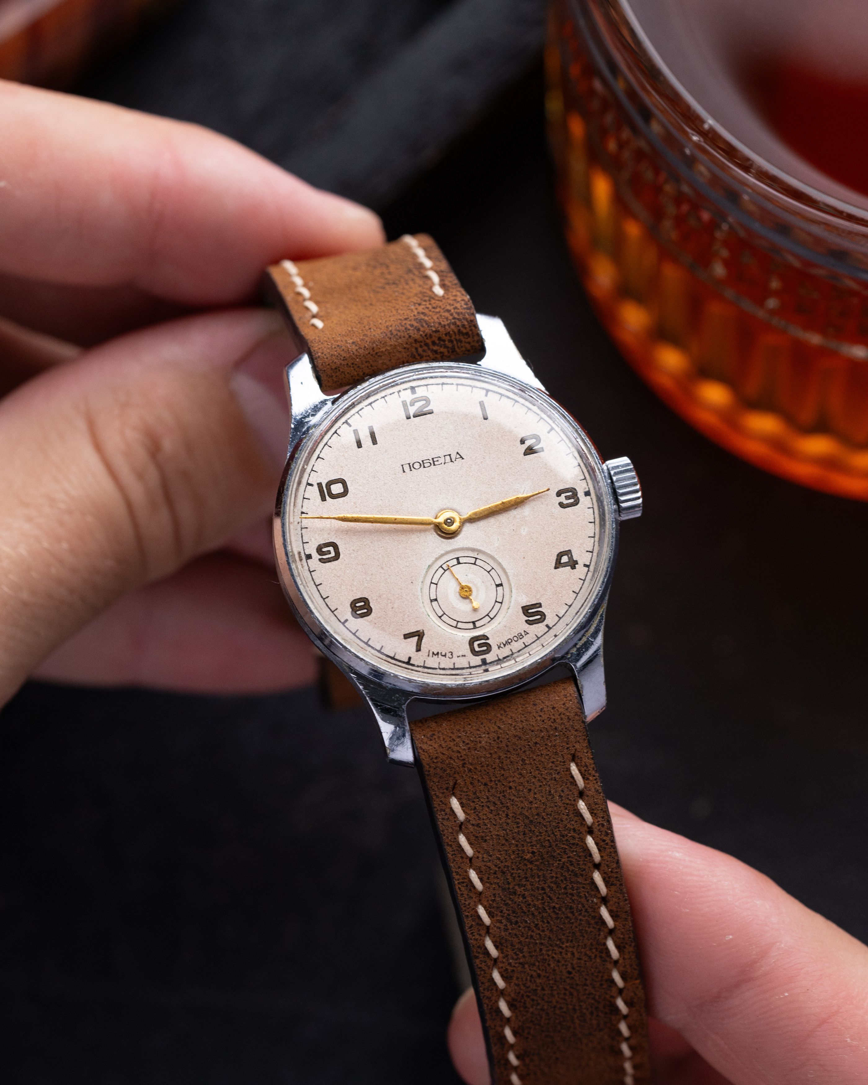 Other Pobeda Vintage Soviet Watch Patina Dial from 1950's Size 34 - 5 Thumbnail