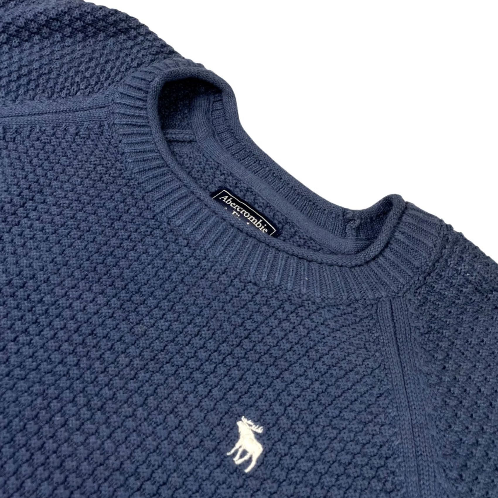 Abercrombie & Fitch Abercrombie & Fitch Men’s Knit Sweater Navy Blue Large 100% Cotton Crew Neck Pullover Sweater Size US L / EU 52-54 / 3 - 2 Thumbnail