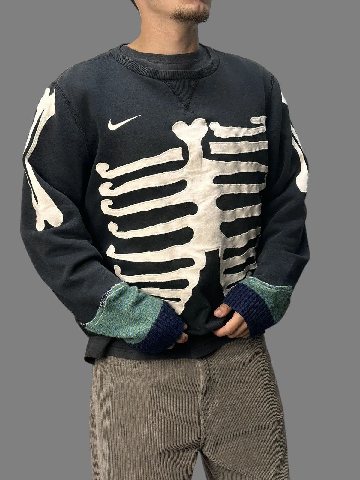Handmade Vintage Nike Skull Handmade Y2K Diesel Bones Gothic Size US L / EU 52-54 / 3 - 3 Thumbnail