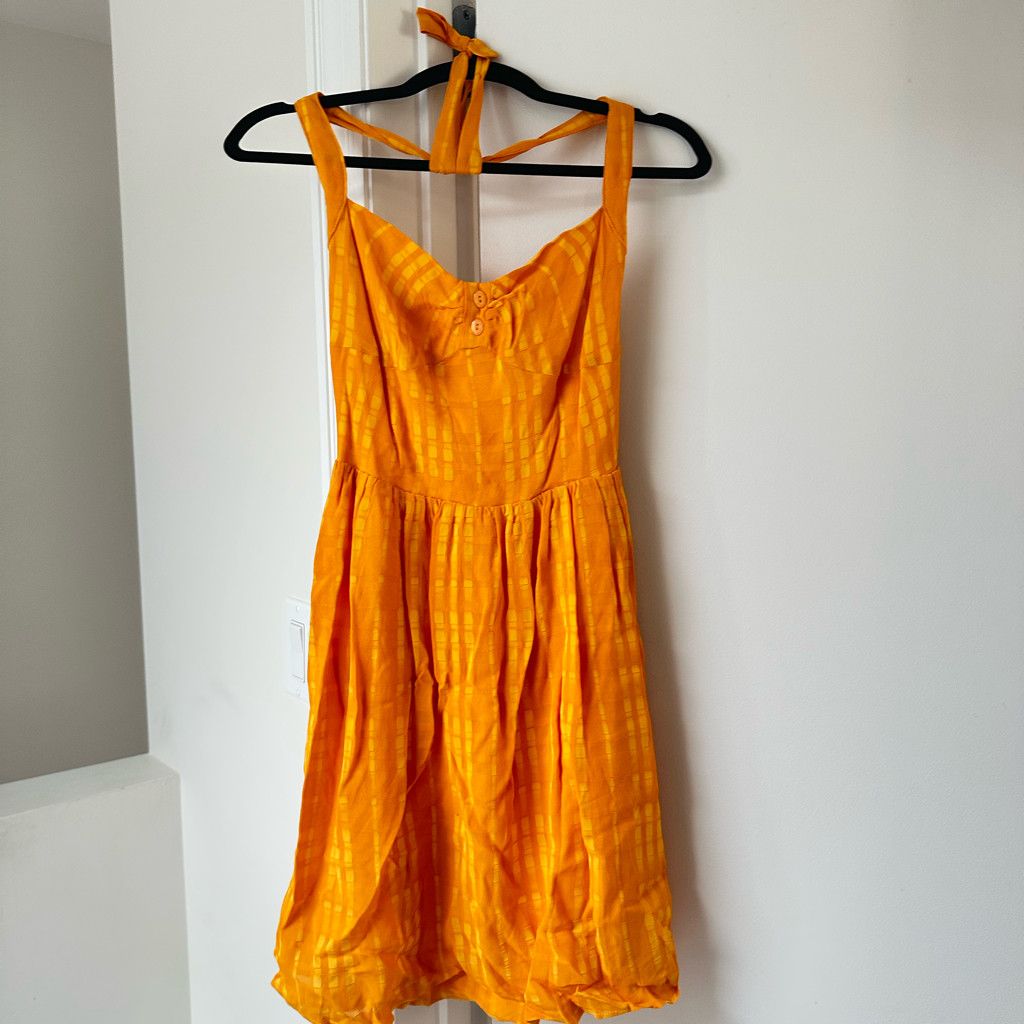 Urban Outfitters Bright Mango Yellow Halter Sundress Size S / US 4 / IT 40 - 2 Thumbnail