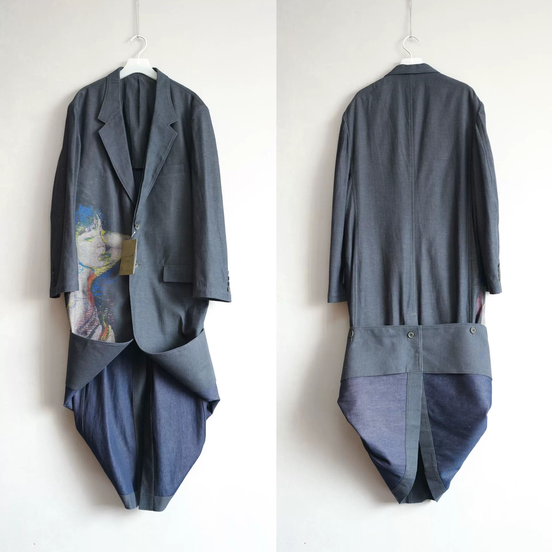 Yohji Yamamoto yohji yamamoto portrait print denim coat Size S / US 4 / IT 40 - 1 Thumbnail