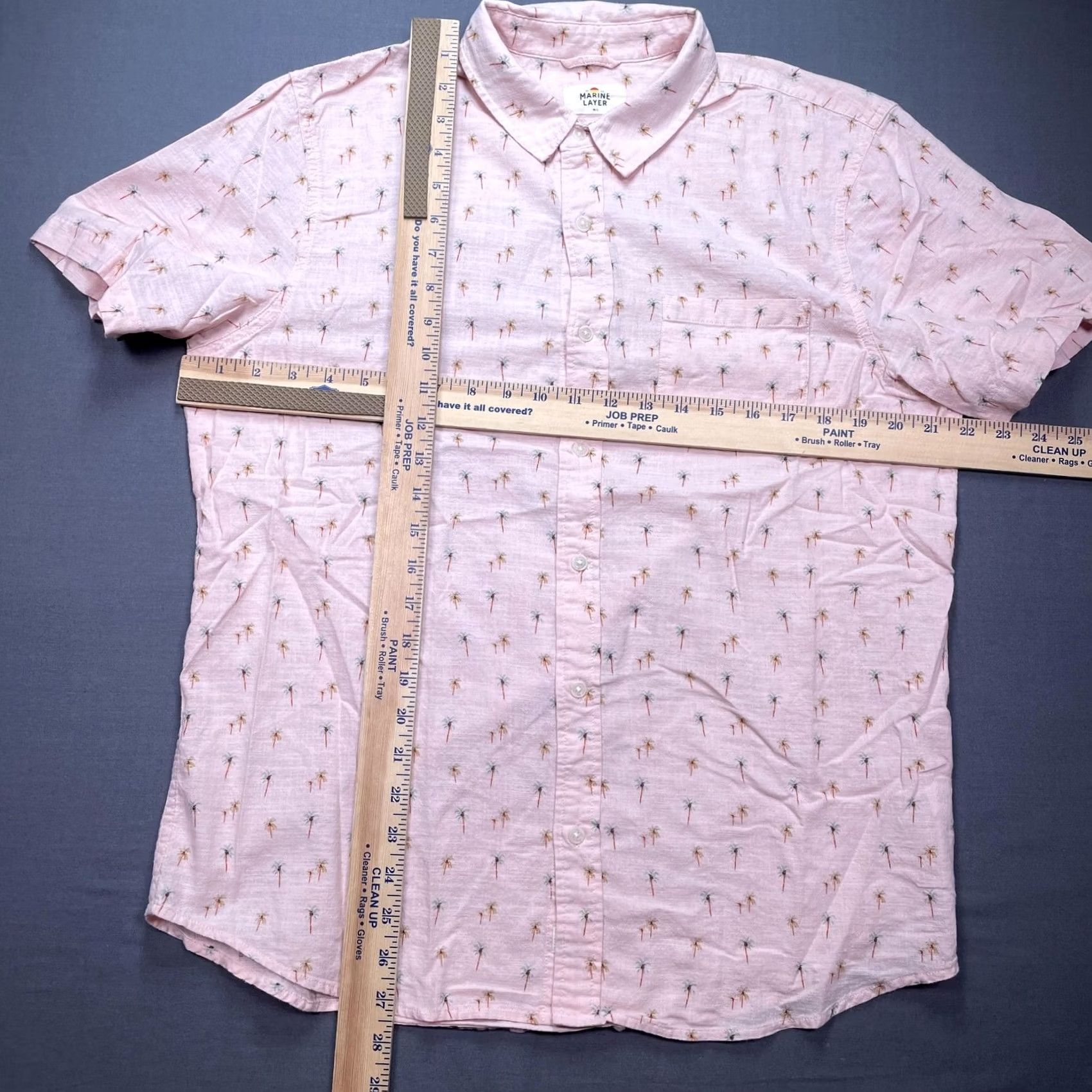 Marine Layer Marine Layer Shirt Mens M/L Pink Palm Tree Tropical Short Sleeve Button Up Size US M / EU 48-50 / 2 - 3 Thumbnail