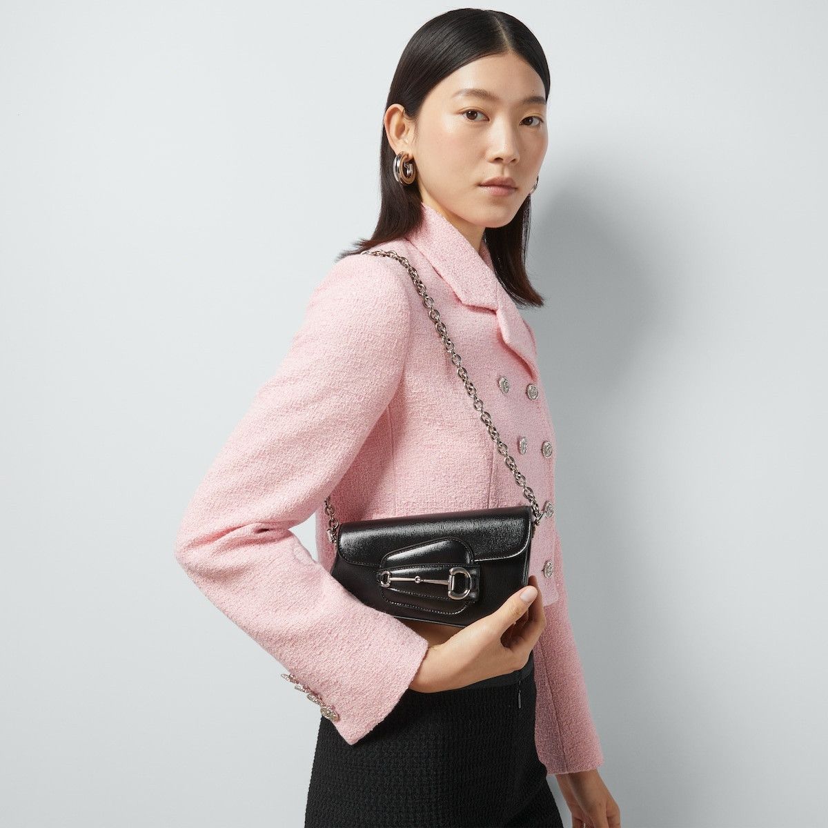 Gucci o1s1wg110225 Size: OS/ Horsebit Mini Shoulder Bag in Black Size ONE SIZE - 4 Thumbnail