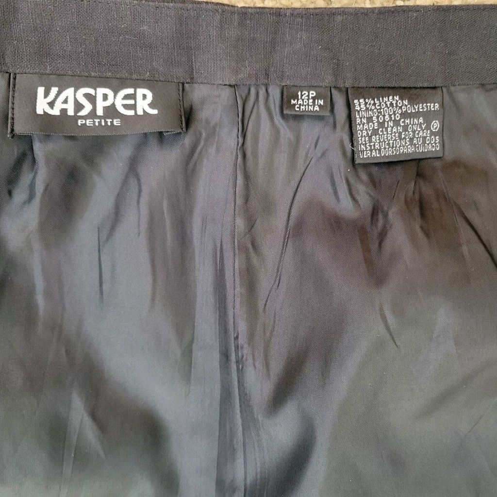 Kasper Kasper Linen Cotton Dress Pants Black Women’s 12P Excellent Size 34" / US 12 / IT 48 - 10 Thumbnail