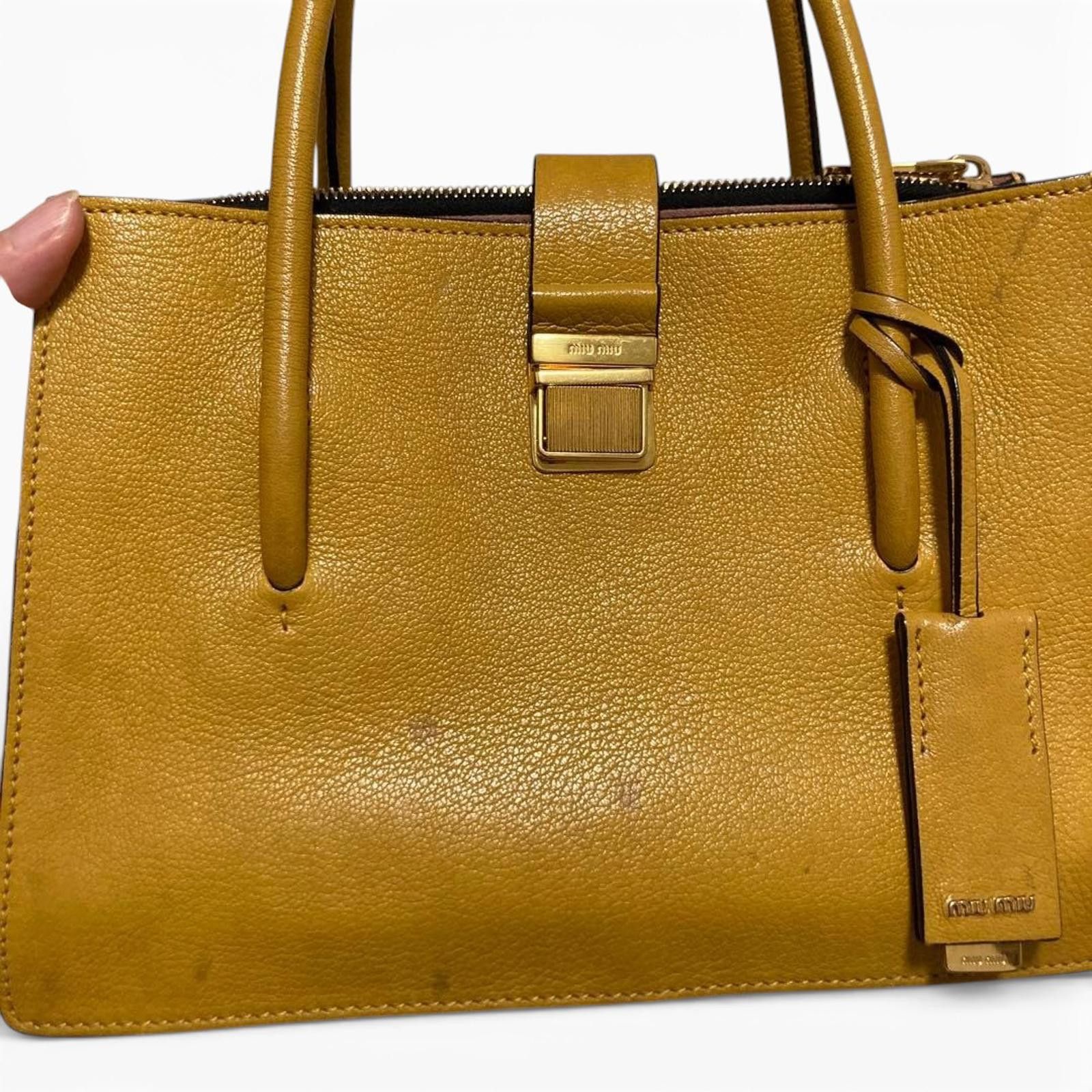 Miu Miu Miu Miu - Mustard Yellow Leather Handbag Size ONE SIZE - 3 Thumbnail