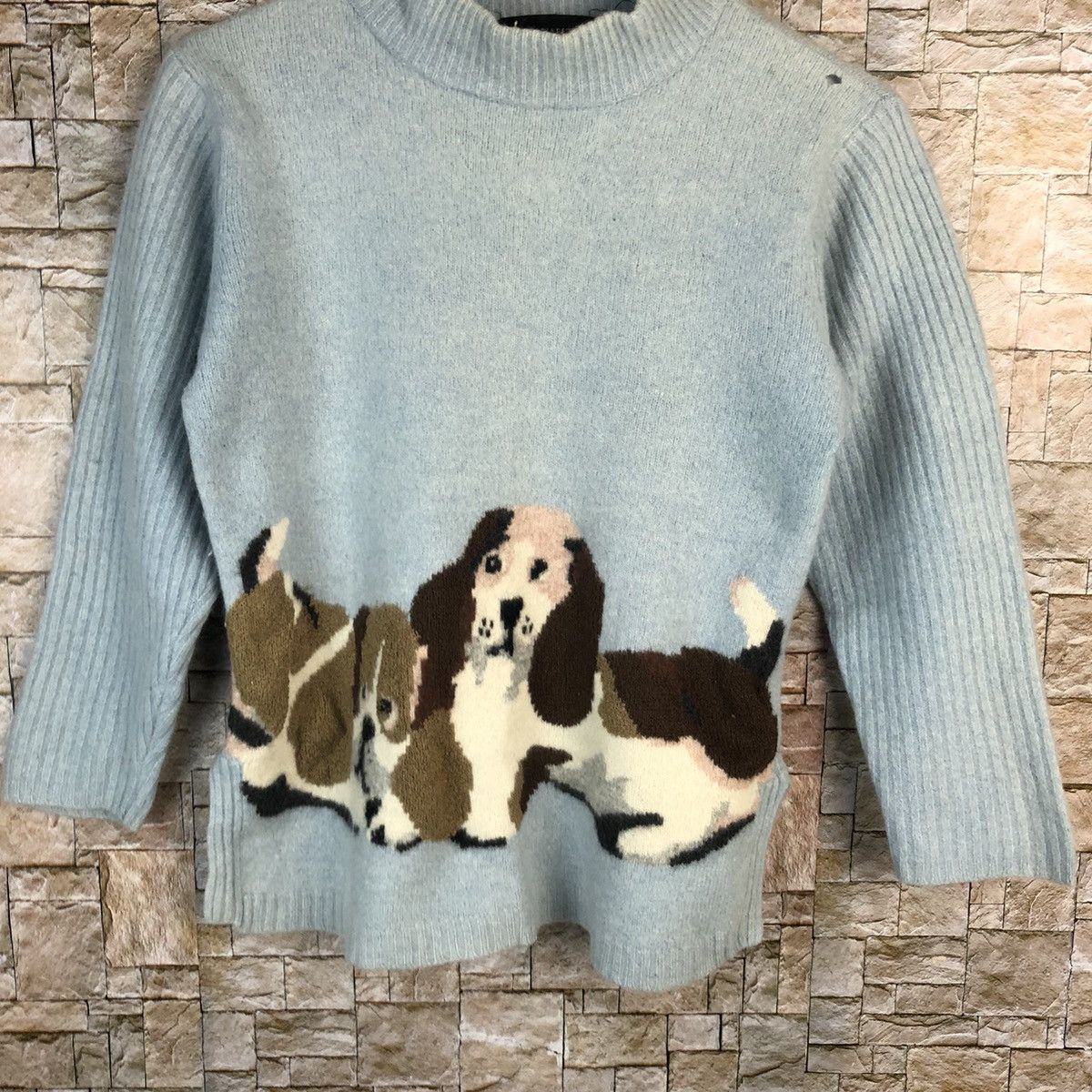Homespun Knitwear × Japanese Brand Cadornafiore puppy dog Blue vintage Knitwear #A1064 Size XS / US 0-2 / IT 36-38 - 3 Thumbnail
