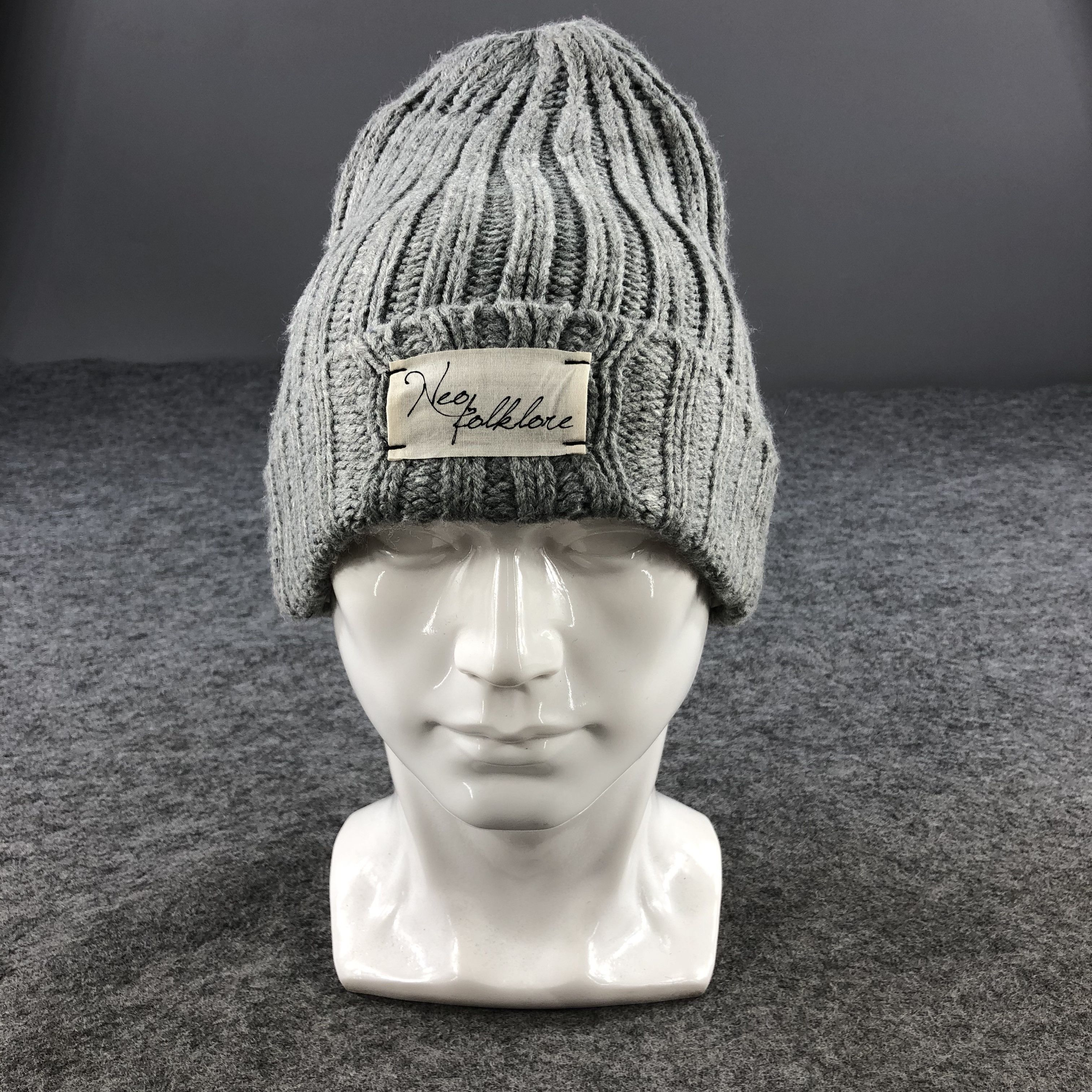 Vintage Neo Folklore Grey Beanie Snowcap Snow Hat B417 Size ONE SIZE - 1 Thumbnail