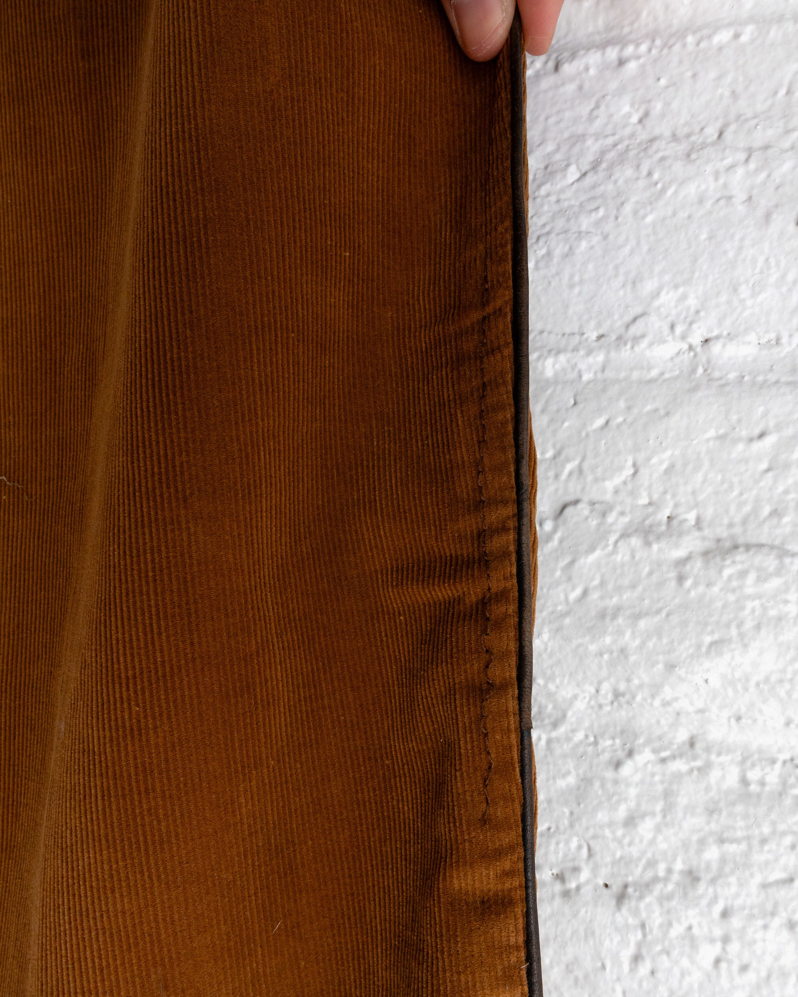 Vintage Vintage 1970s Brown Corduroy Trouser Pants Leather Trim Size US 34 / EU 50 - 5 Thumbnail
