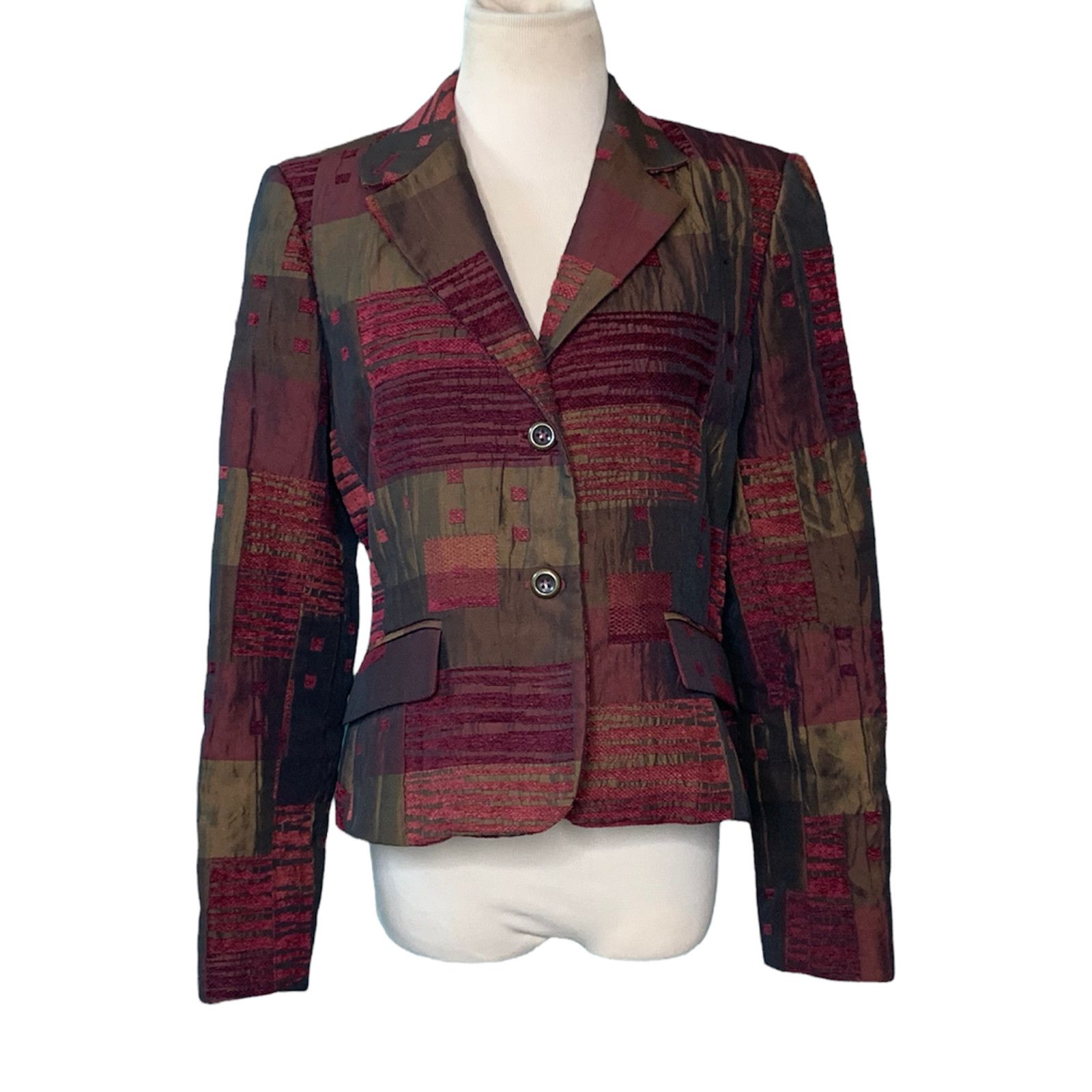 Harve Benard Harve Benard patchwork 2 buttons lined blazer size 8 Size M / US 6-8 / IT 42-44 - 1 Thumbnail