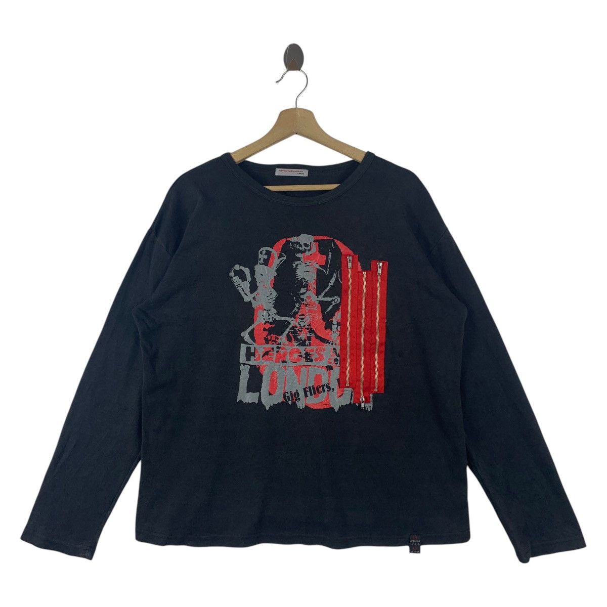 Japanese Brand DANGEROUS WARNING punk zipper long sleeve tee Size US L / EU 52-54 / 3 - 1 Thumbnail