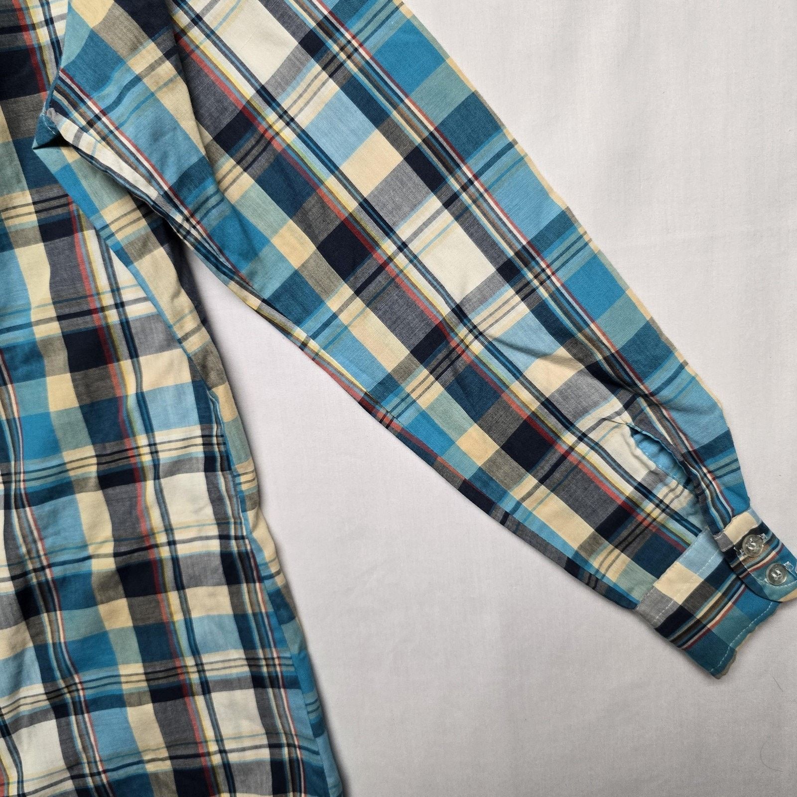 Vintage Vintage Plaid Shirt M 8 Blue Yellow Long Sleeve Button Down Size M / US 6-8 / IT 42-44 - 8 Thumbnail