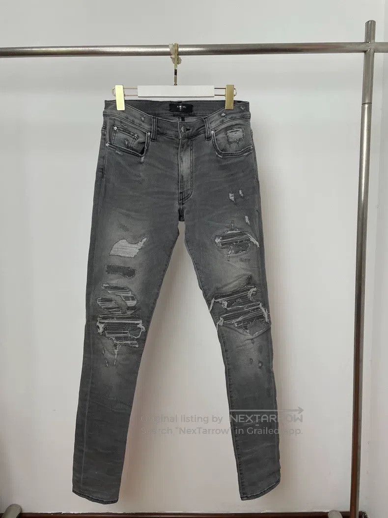 Amiri Amiri Size 31 Grey patchwork ripped jeans with tag. Size US 31 - 1 Thumbnail