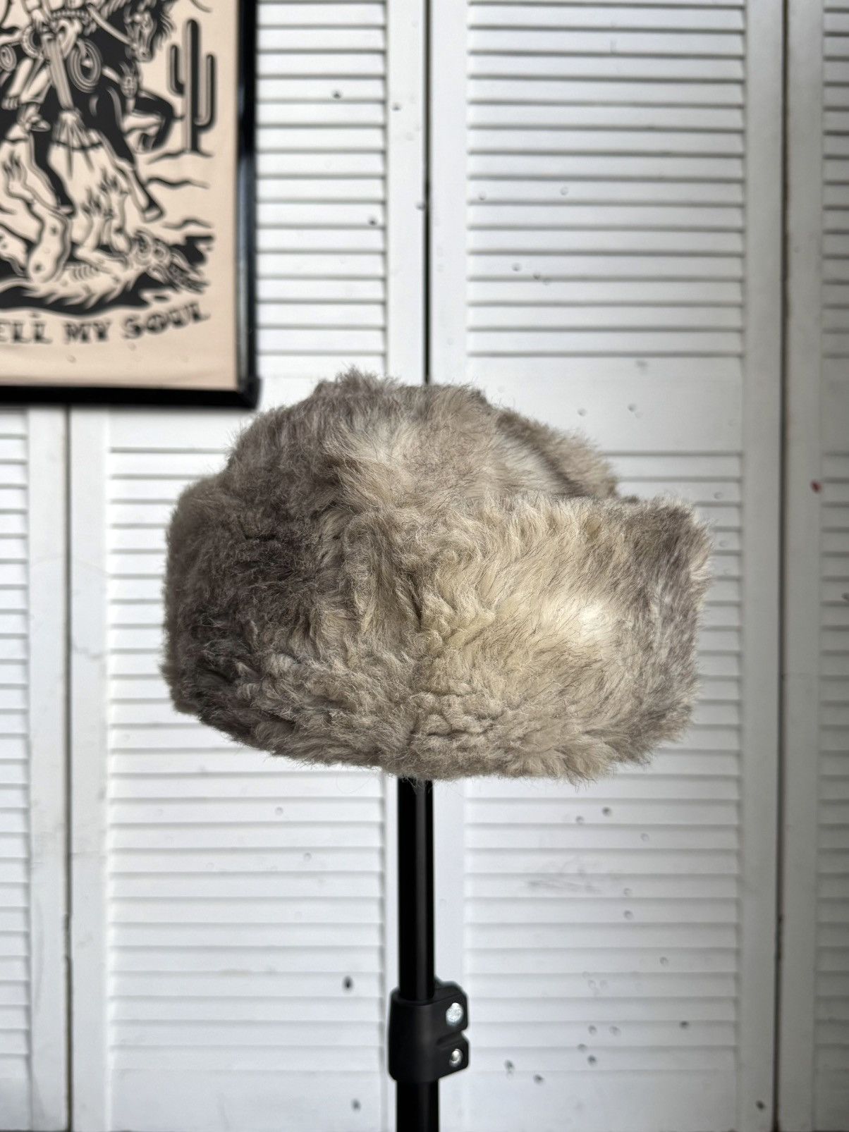 Vintage Vintage Faux Fur Ushanka Trapper Hat Gray Soviet Style 80s Size ONE SIZE - 10 Thumbnail