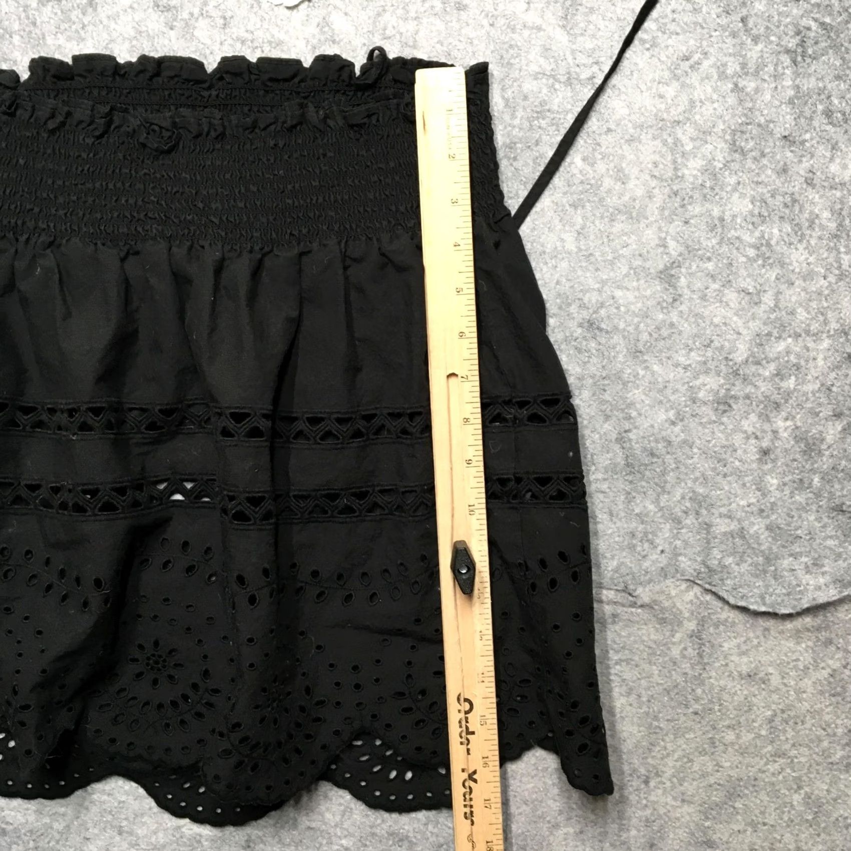 Madewell Madewell Skirt Womens M Black Eyelet Lace Mini Boho Elastic Waist Summer Size 32" / US 10 / IT 46 - 7 Thumbnail