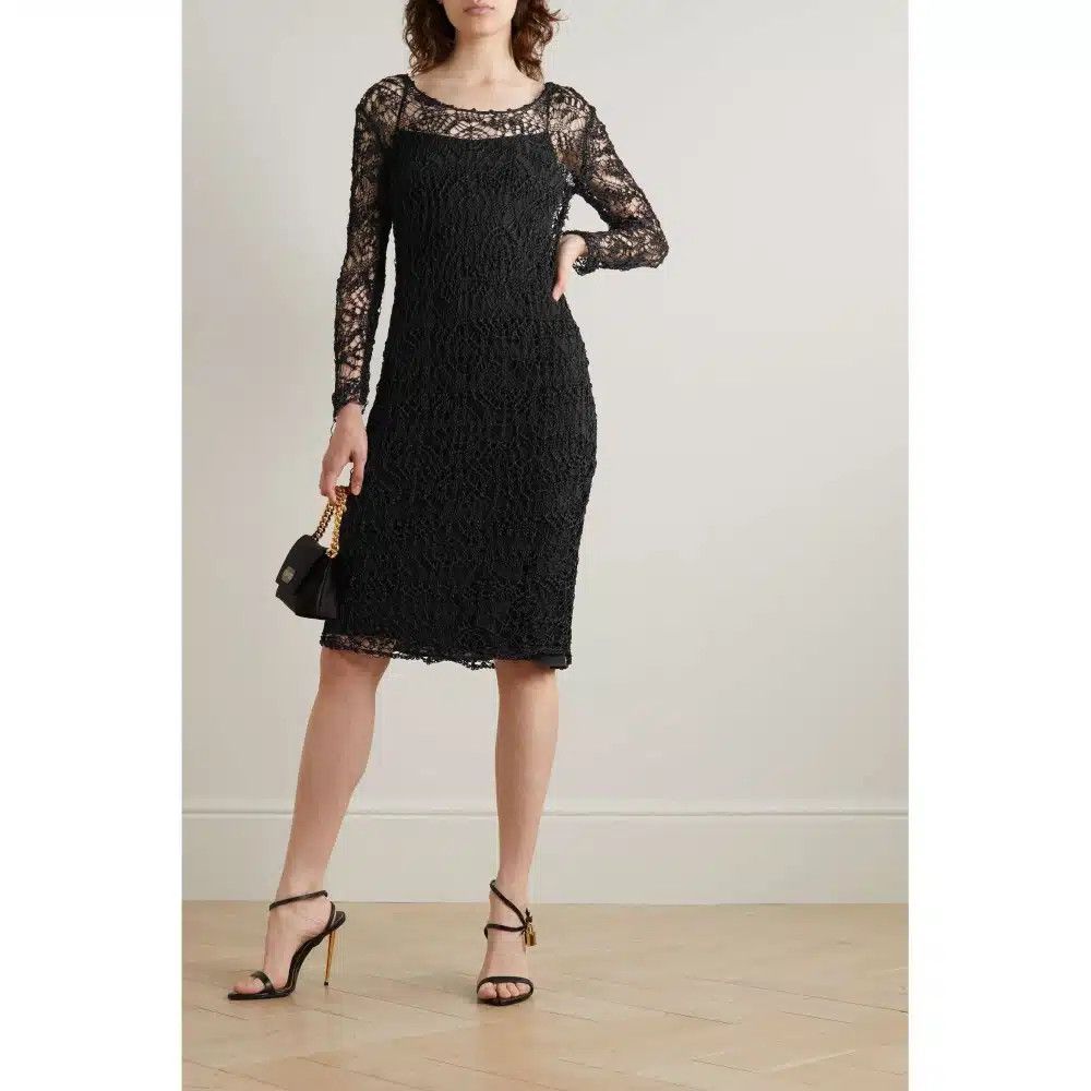 Tom Ford o1loc1c0625 ACK371 Crocheted Cocktail Dress in Black Size XL / US 12-14 / IT 48-50 - 2 Thumbnail