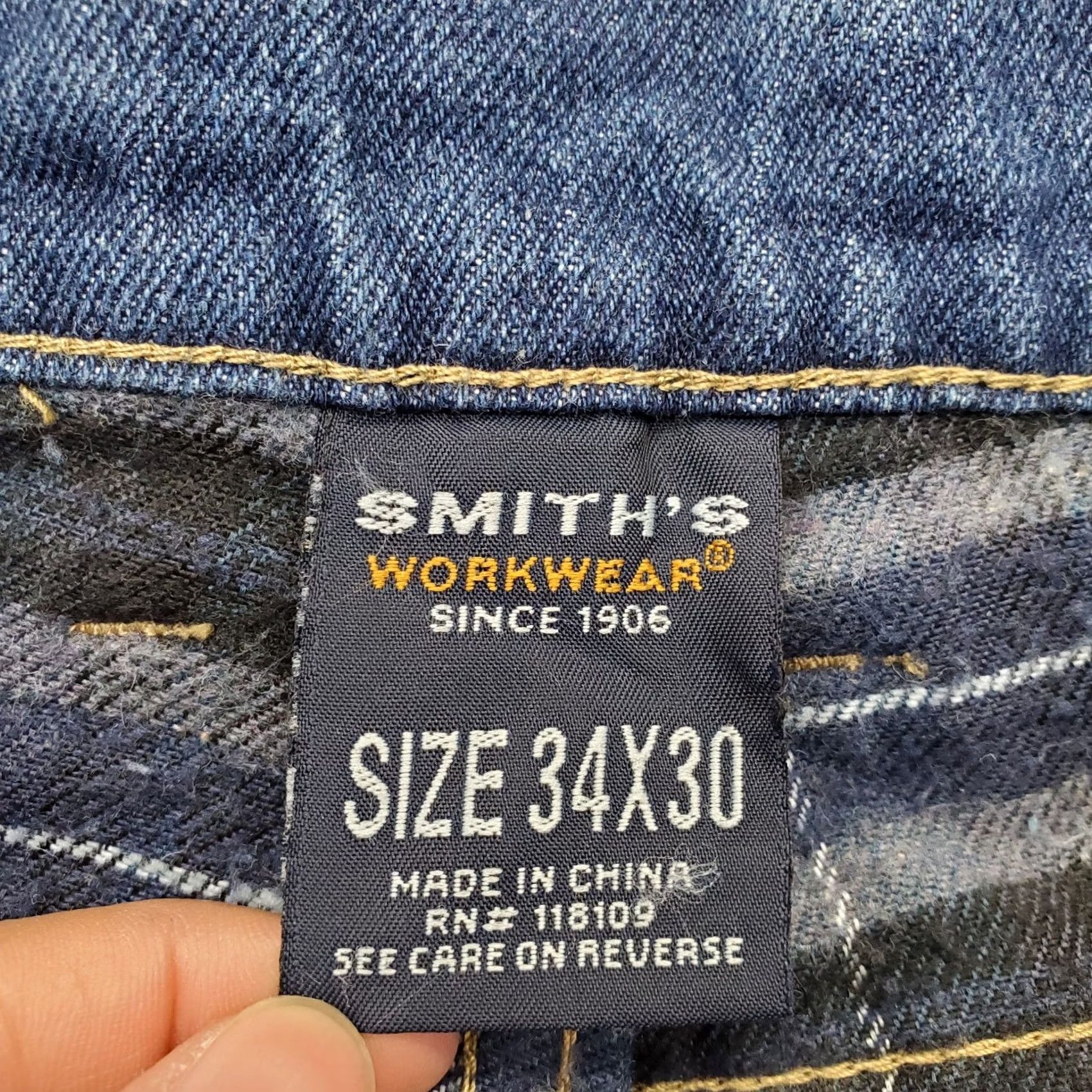 Vintage Smith’s Workwear Jeans Mens 34x30 Blue Denim Flannel Lined Grunge Straight Leg Shirt? Size US 34 / EU 50 - 7 Thumbnail