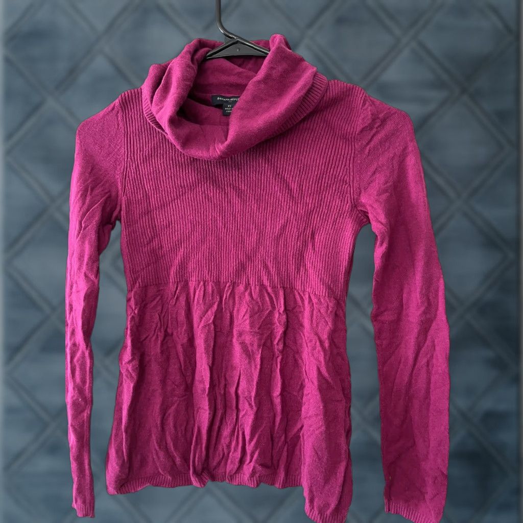 Banana Republic Banana Republic Pink Turtleneck Cotton Sweater Women XS - VGUC Pullover Knits Size XS / US 0-2 / IT 36-38 - 1 Thumbnail