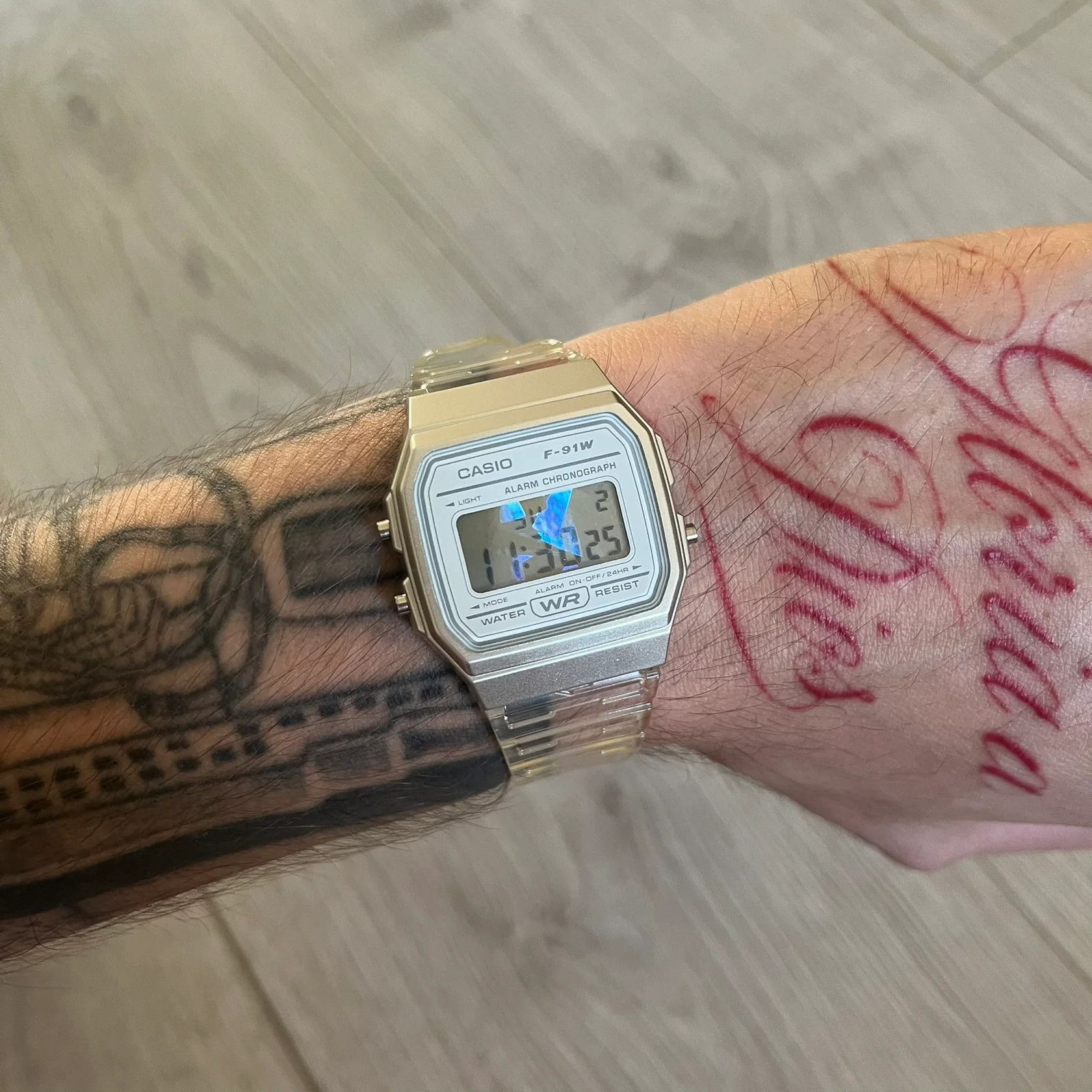 Casio Casio F-91W "Holo Diamonds" Clear Digital Watch Size ONE SIZE - 1 Thumbnail