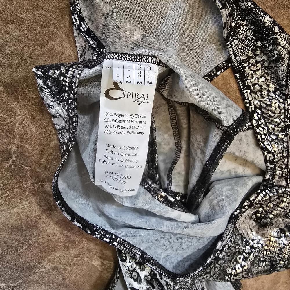 Designer Black Silver EL Long Sleeve Bodysuit Size ONE SIZE - 4 Thumbnail
