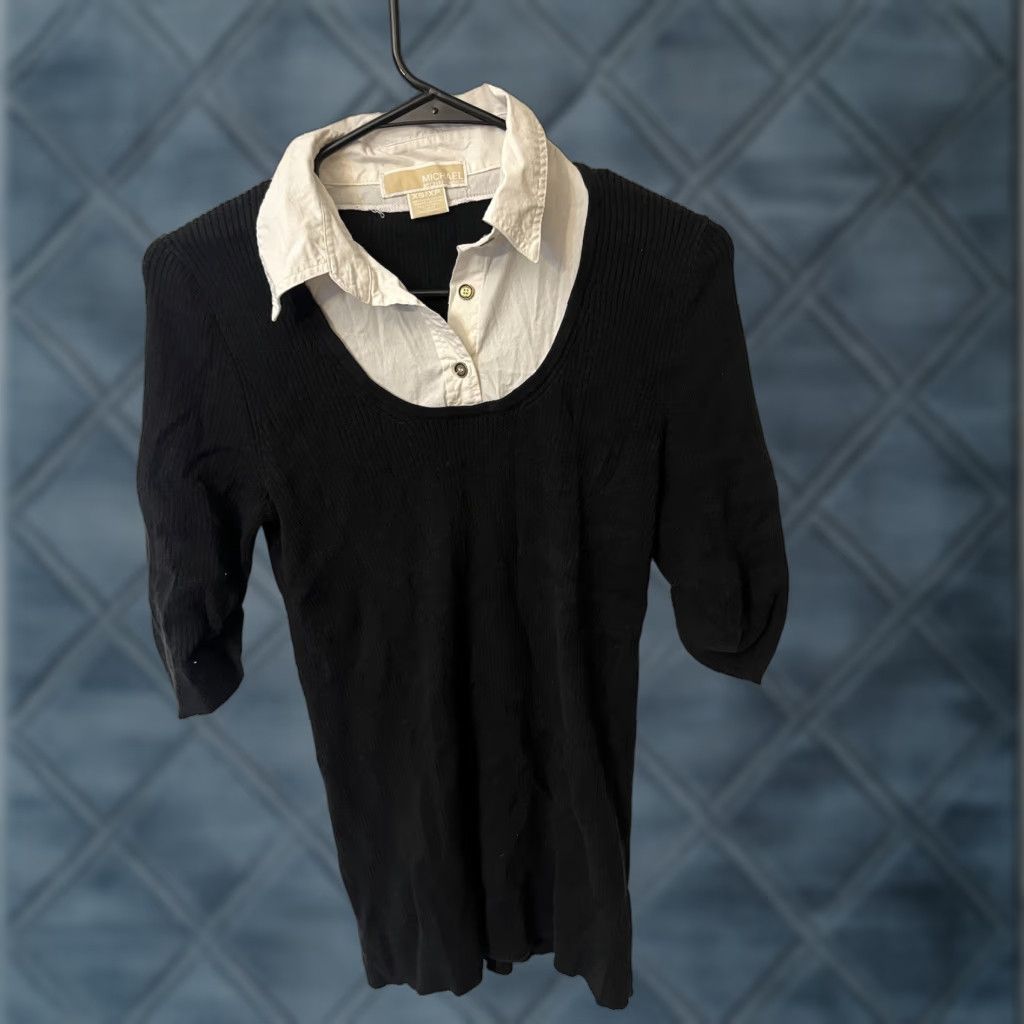 Michael Kors Michael Kors Black Collared Sweater Shirt XS Slim Fit Womens Size XS / US 0-2 / IT 36-38 - 1 Thumbnail