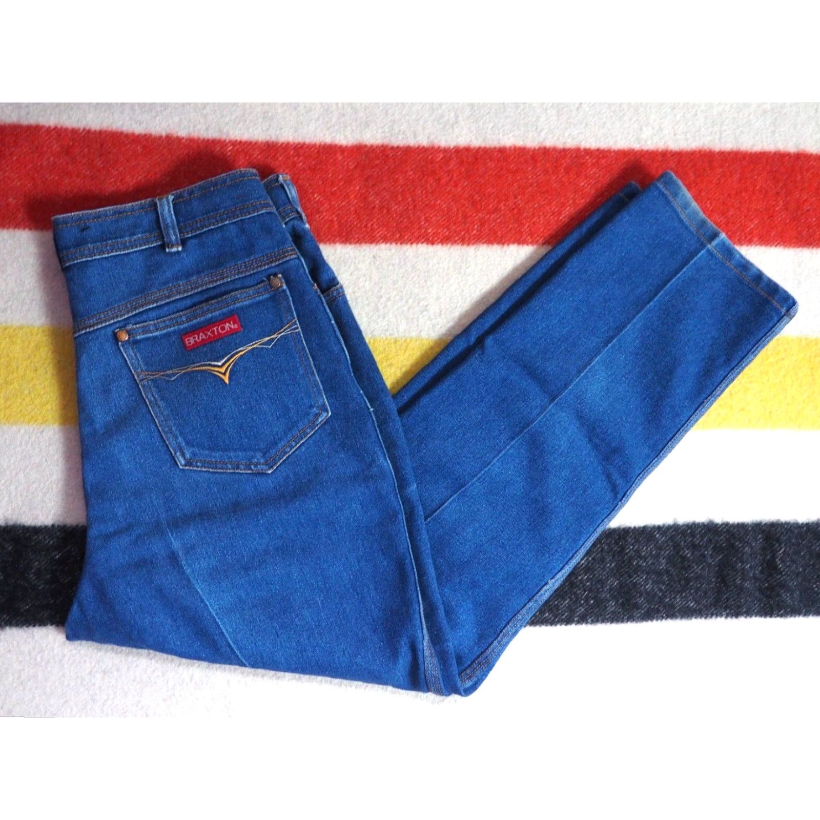 Denime VINTAGE Braxton Denim Jeans Western Rodeo Blue 32x27 Womens 80s 90s Stretch Retro Look Size 24" / US 00 / IT 34 - 2 Thumbnail