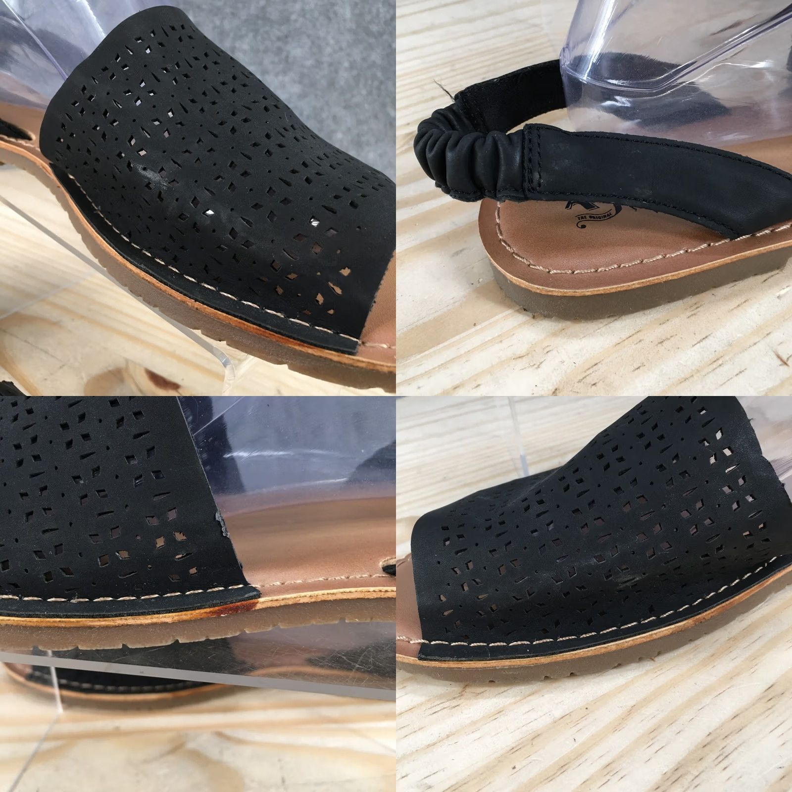 Vintage Arizona Jeans Co. Cutout Slingback Sandals Womens 11 Comfort Open Toe Black Shoes Size 32" / US 10 / IT 46 - 9 Thumbnail