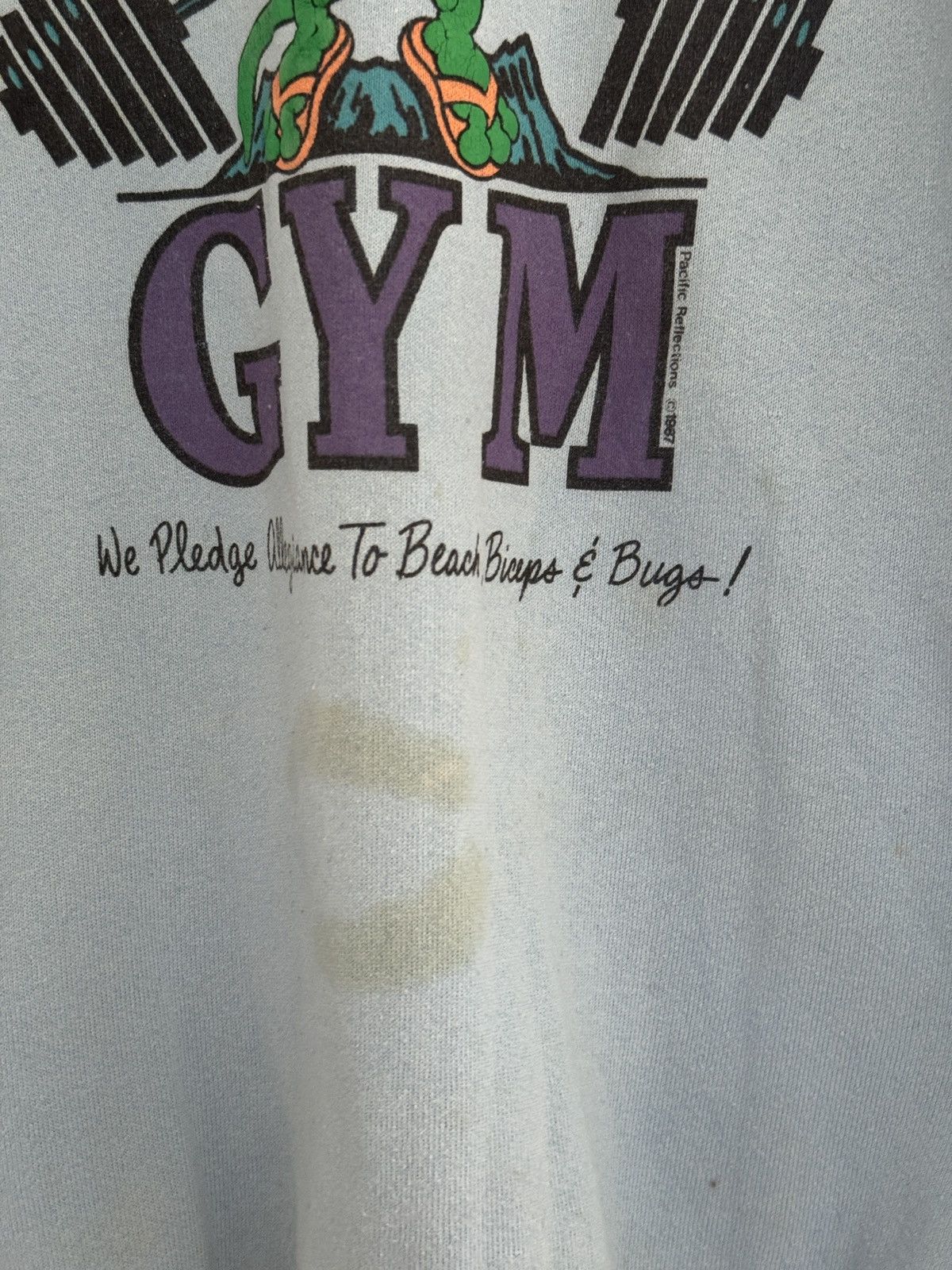 Vintage *RARE* VINTAGE 80s 1987 GECKO GYM HAWAII BODYBUILDING SWEAT Size US XL / EU 56 / 4 - 5 Thumbnail