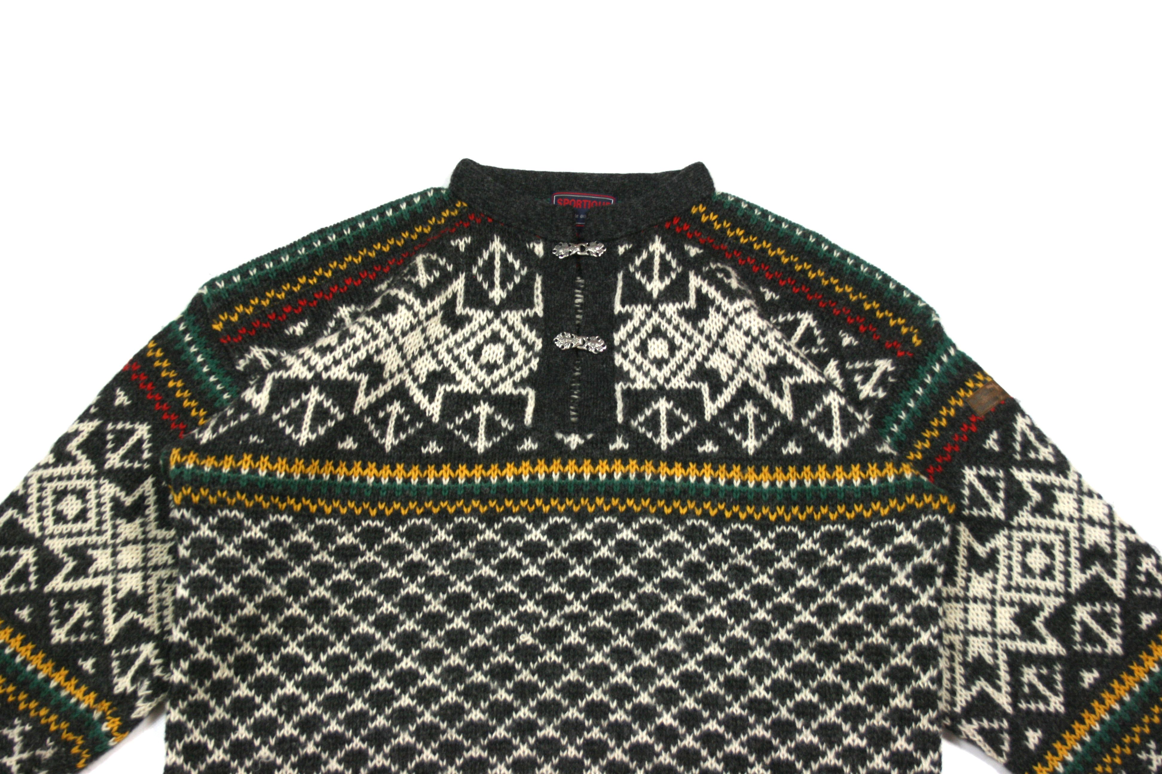 Vintage 90S Sportique Norwegian Fair Isle Wool Knit Size US L / EU 52-54 / 3 - 3 Thumbnail