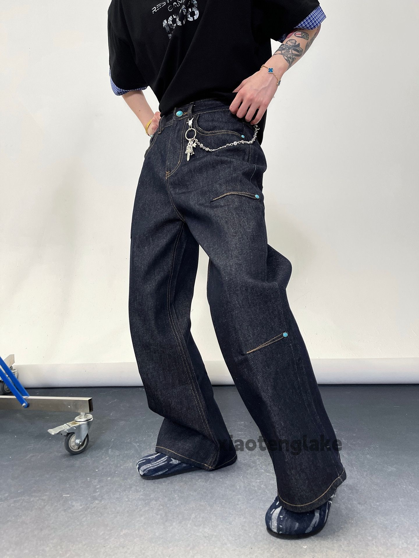 Jean Unisex utility punk yuppie loose baggy cargo jeans Size US 32 / EU 48 - 4 Thumbnail