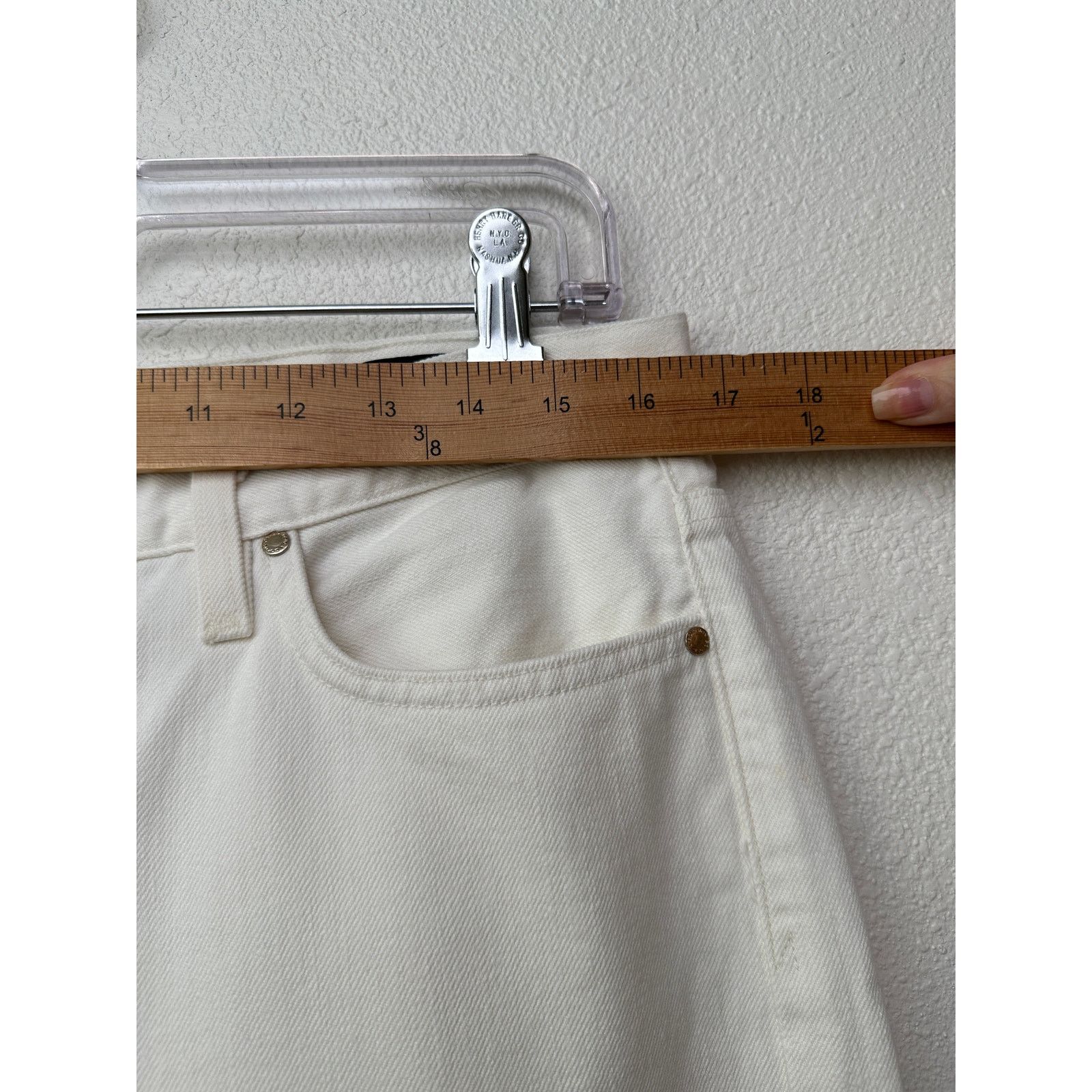 GOLDSIGN Goldsign Ivory Straight-Leg 100% Cotton Jeans 29 Button Fly Size 29" - 10 Thumbnail