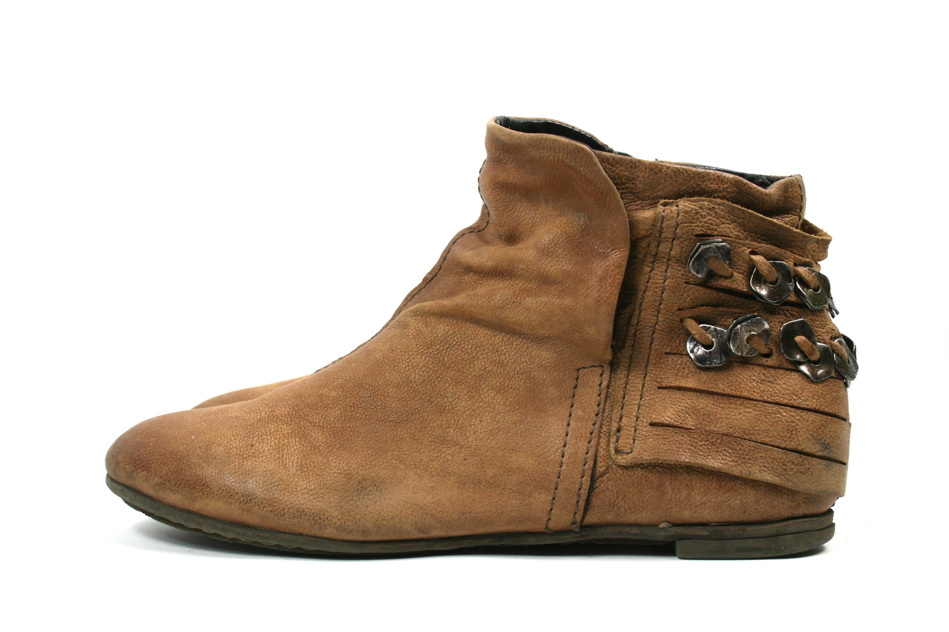 A.S.98 00S Medallions Biker Leather Ankle Boots Vintage Size US 9 / IT 39 - 3 Thumbnail