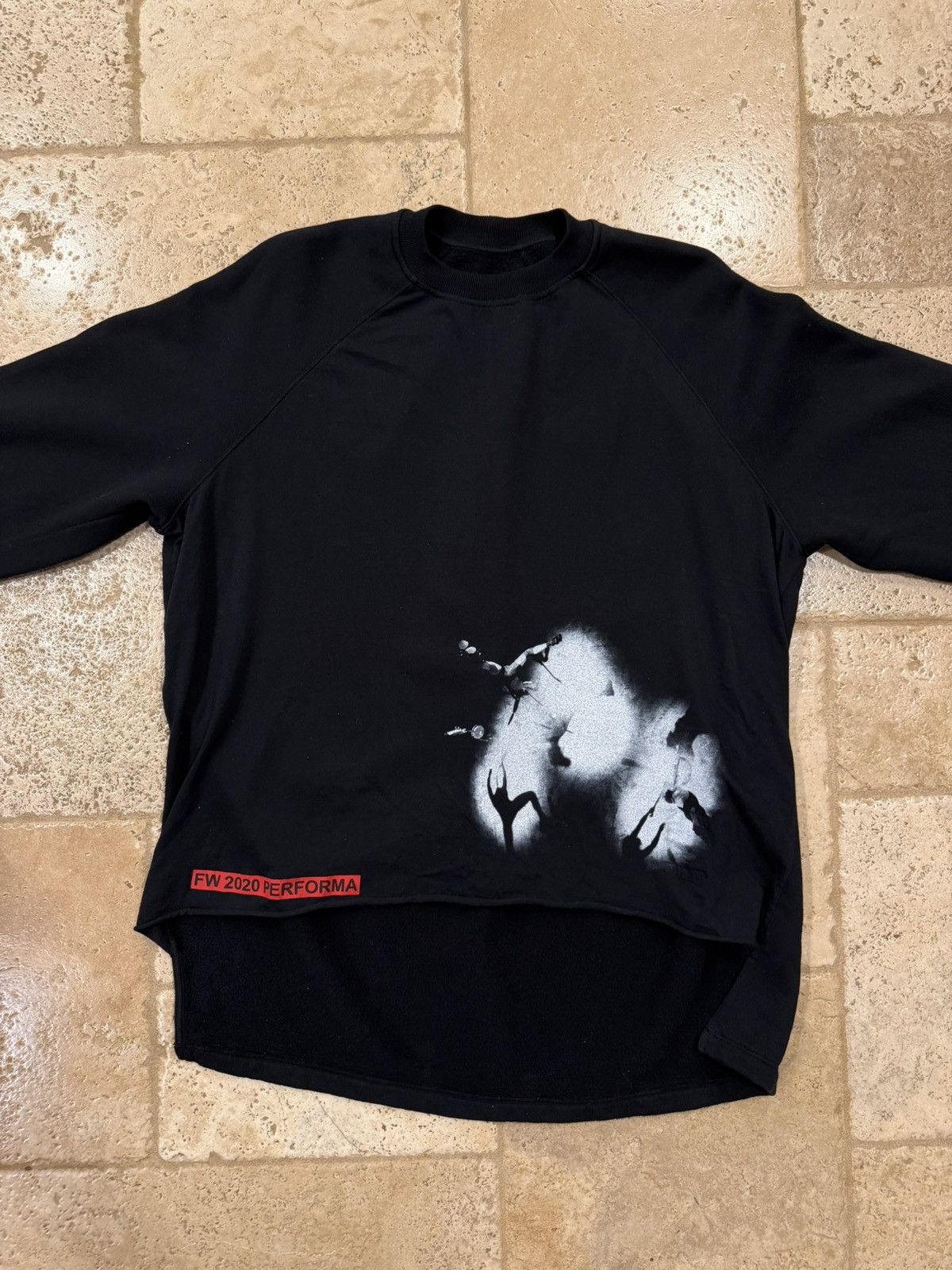 Rick Owens Drkshdw Rick Owens Drkshdw FW20 Performa Cuff Slit Black Sweatshirt Size US L / EU 52-54 / 3 - 6 Thumbnail