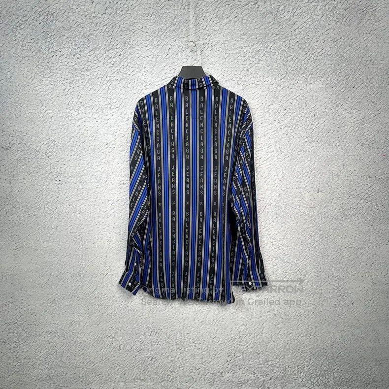 Balenciaga Balenciaga size 41 Black and blue logo striped viscose twi Size US L / EU 52-54 / 3 - 3 Thumbnail