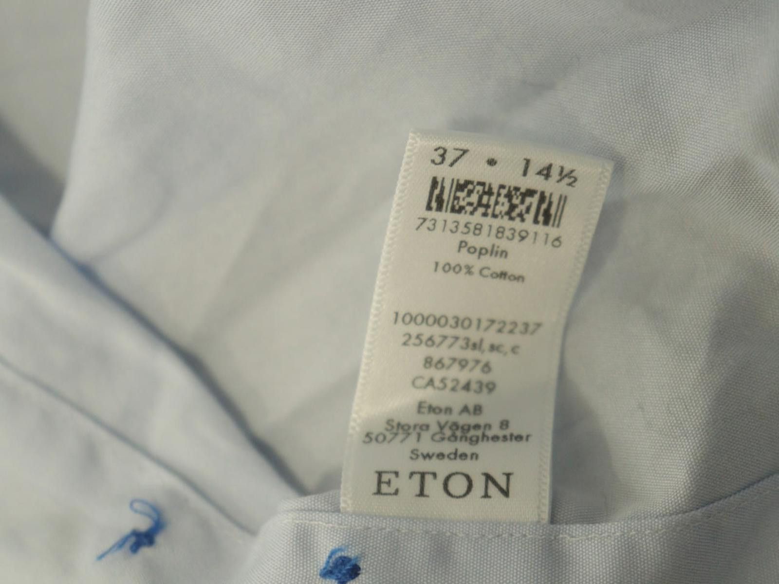 Eton Eton Blue 100% Cotton Collared Dress Shirt Size 37 Size 38R - 12 Thumbnail
