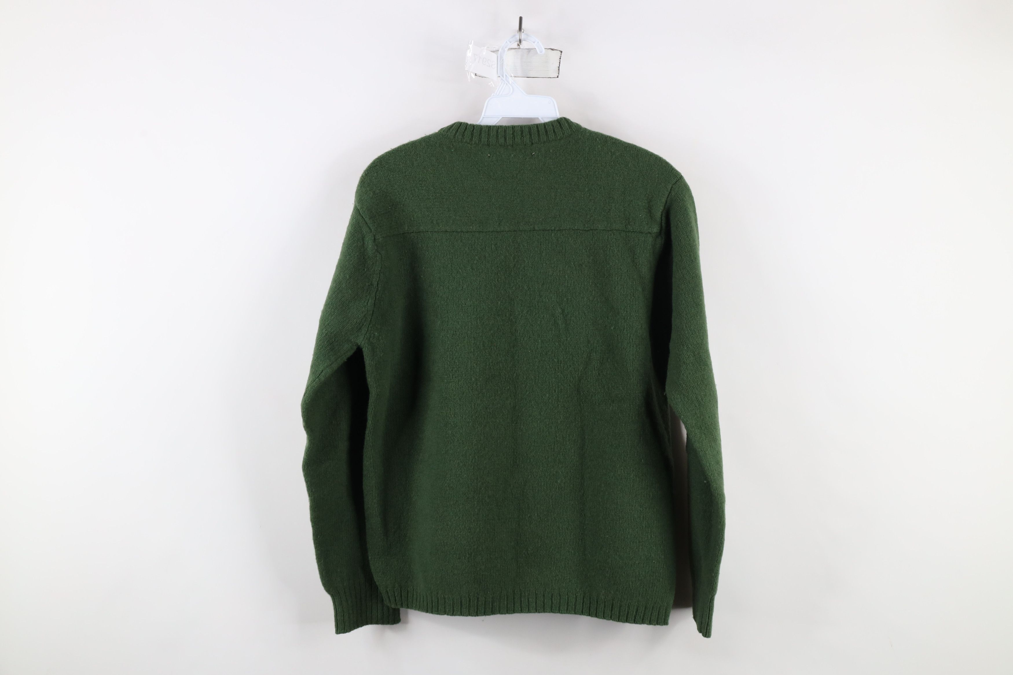 J.Crew × Vintage Vintage 90s J Crew Blank Wool Knit V-Neck Sweater Green Size L / US 10 / IT 46 - 5 Thumbnail