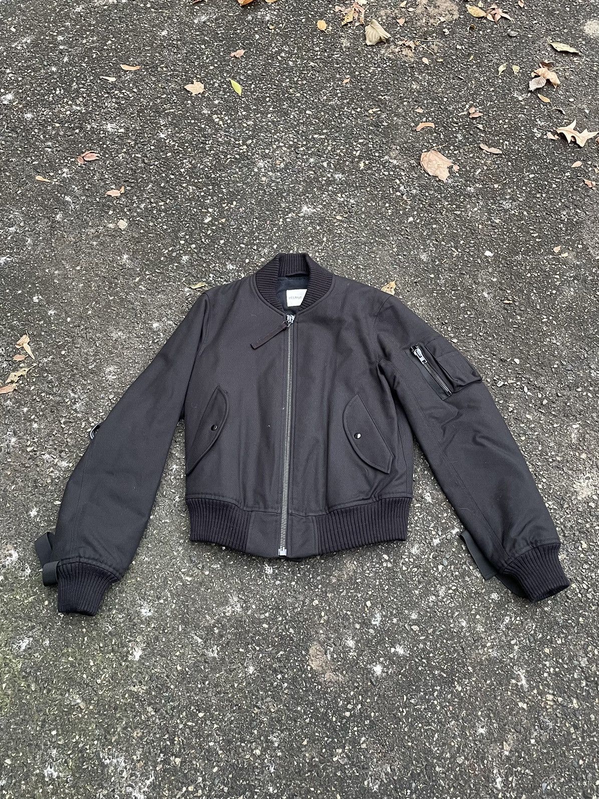image of Helmut Lang 2003 Re-Edition Bondage Strap Cotton Bomber in Black, Men's (Size XS)