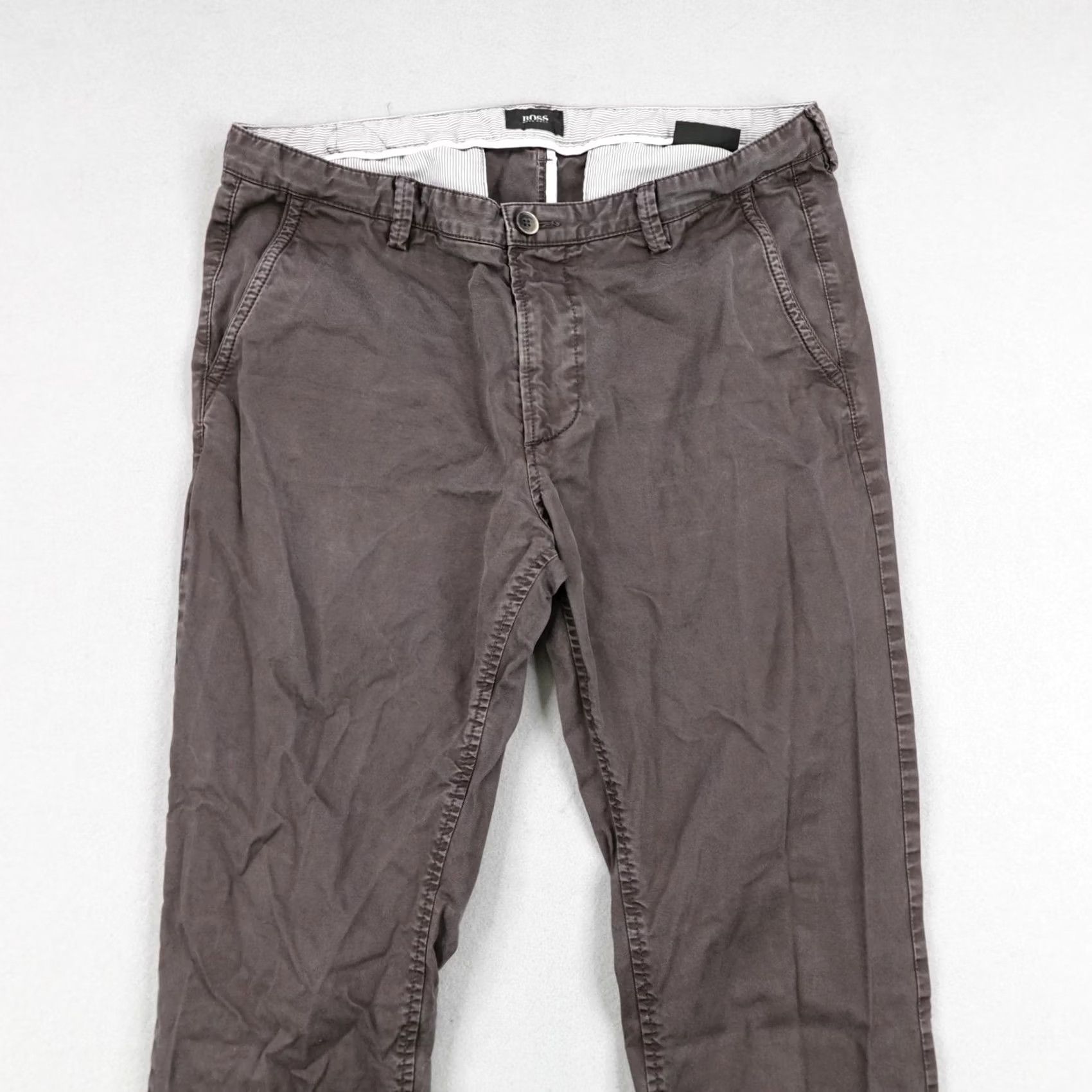 Hugo Boss Hugo Boss Mens 34R Brown Chino Slim Straight Twill Trousers Cotton Commute Pants Size US 34 / EU 50 - 2 Thumbnail