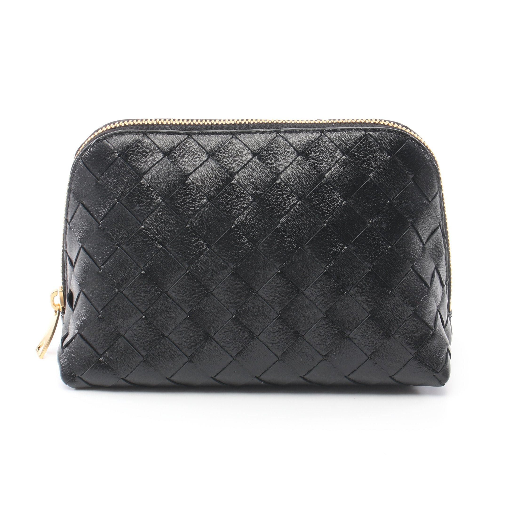 Bottega Veneta Intrecciato Beauty Pouch Leather Black